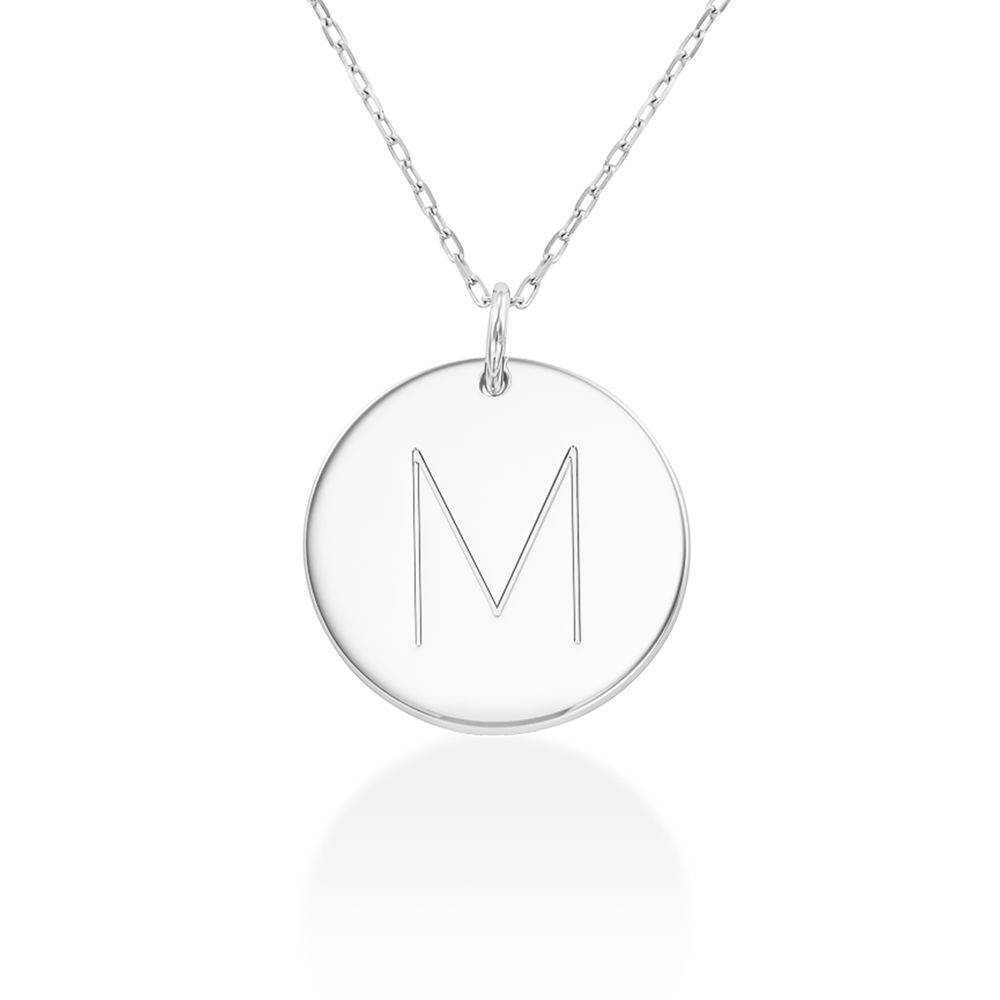 Initial Disk Necklace in 10k White Gold