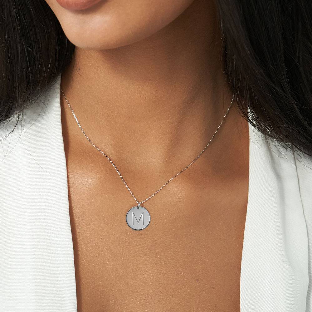 Initial Disk Necklace in 10k White Gold