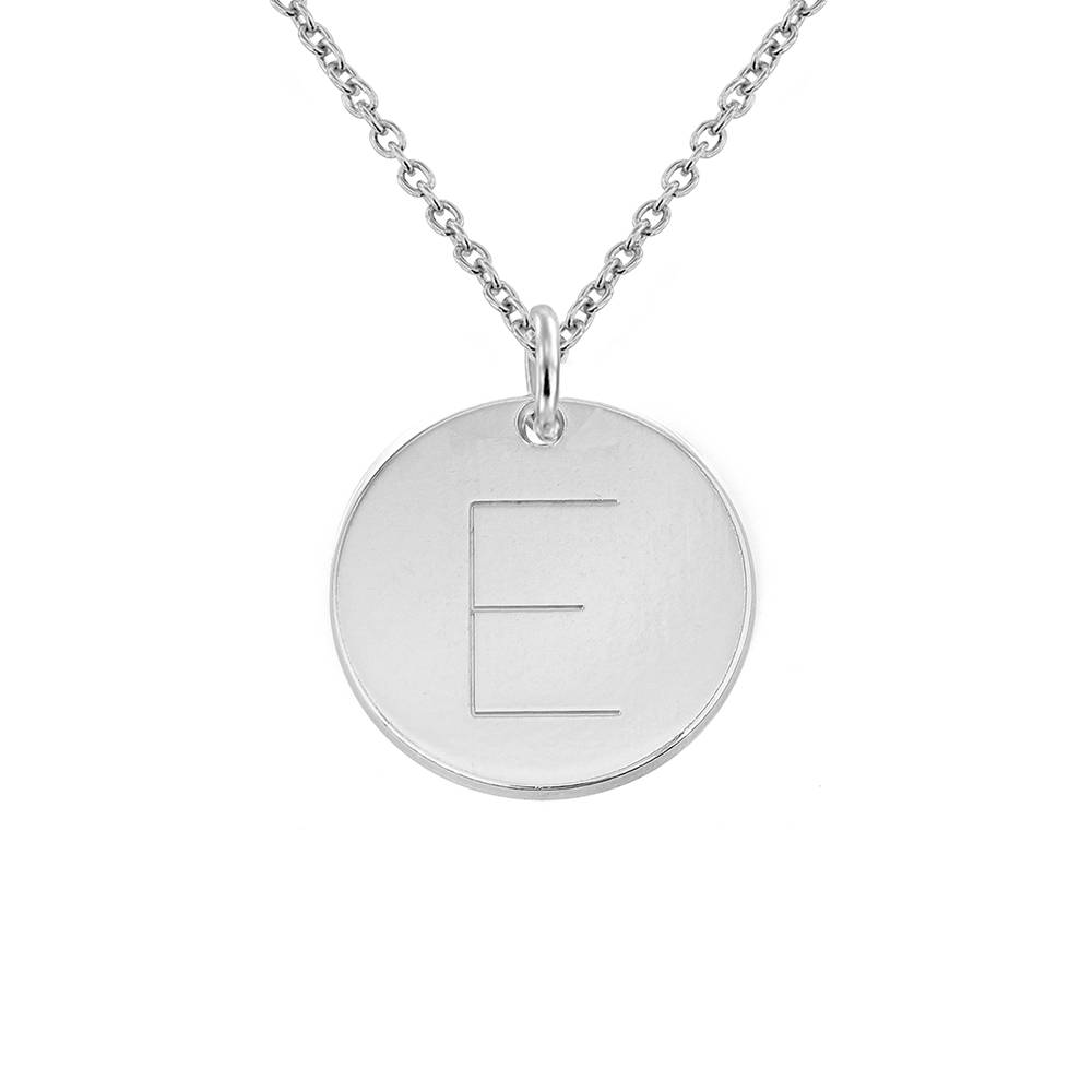 Initial Disk Necklace in Sterling Silver - Initial Sterling Silver Necklaces - Necklace With Letter - Custom Letter Necklace