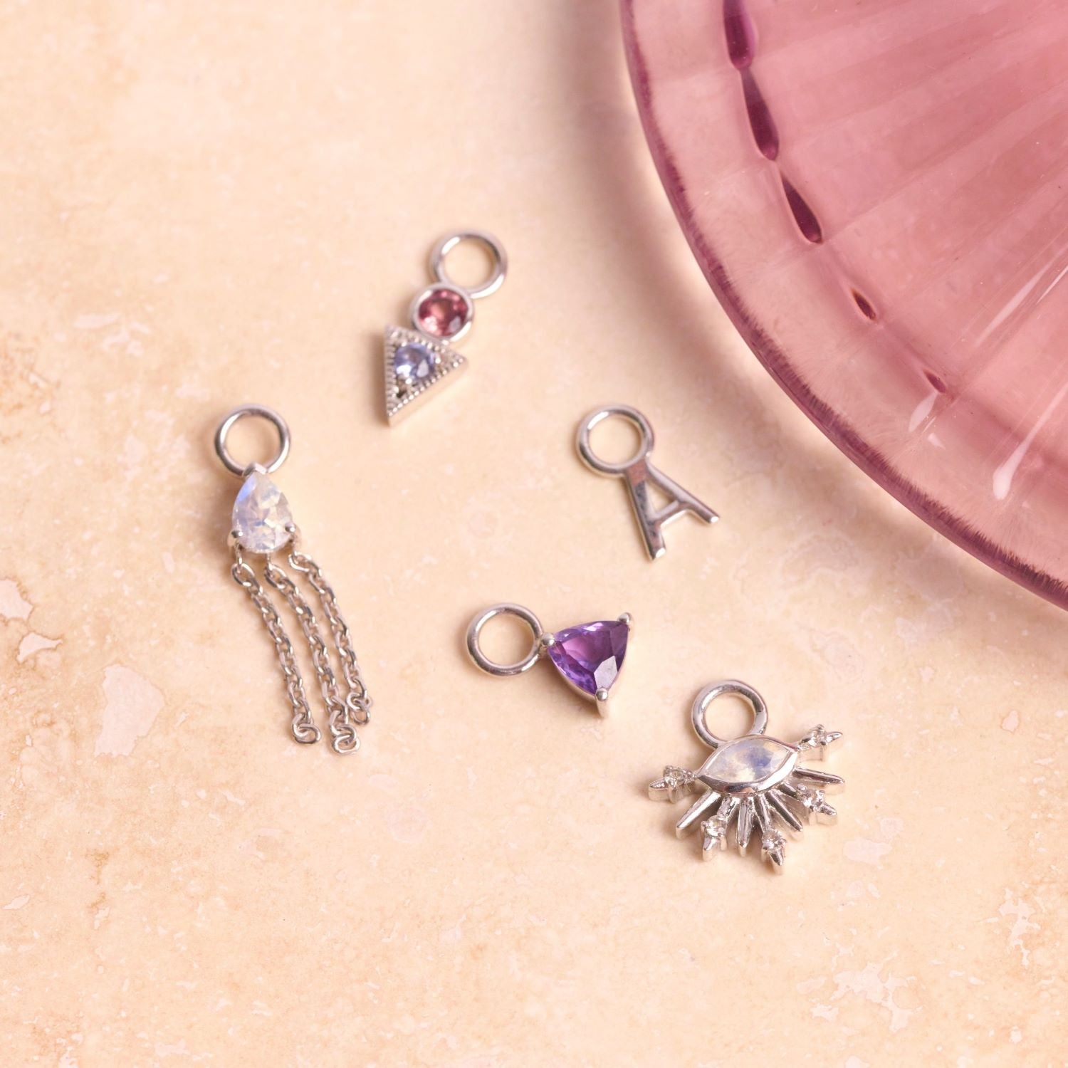 Initial Earring Charm Sterling Silver