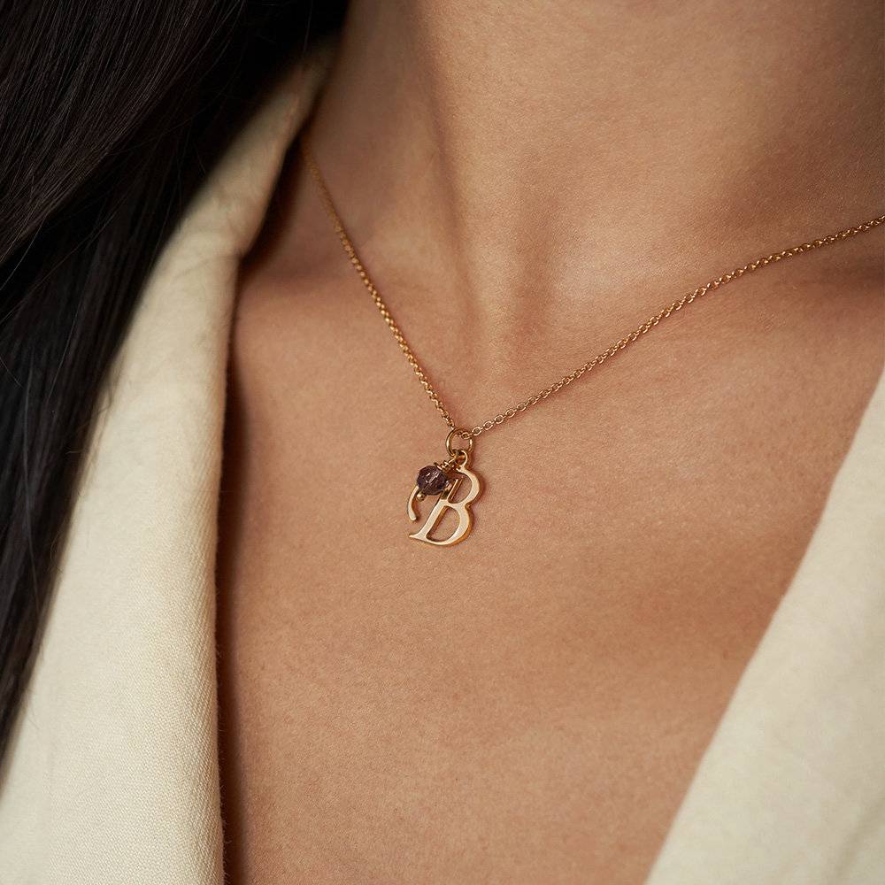 Initial Necklace with Birthstone in 18k Gold Vermeil