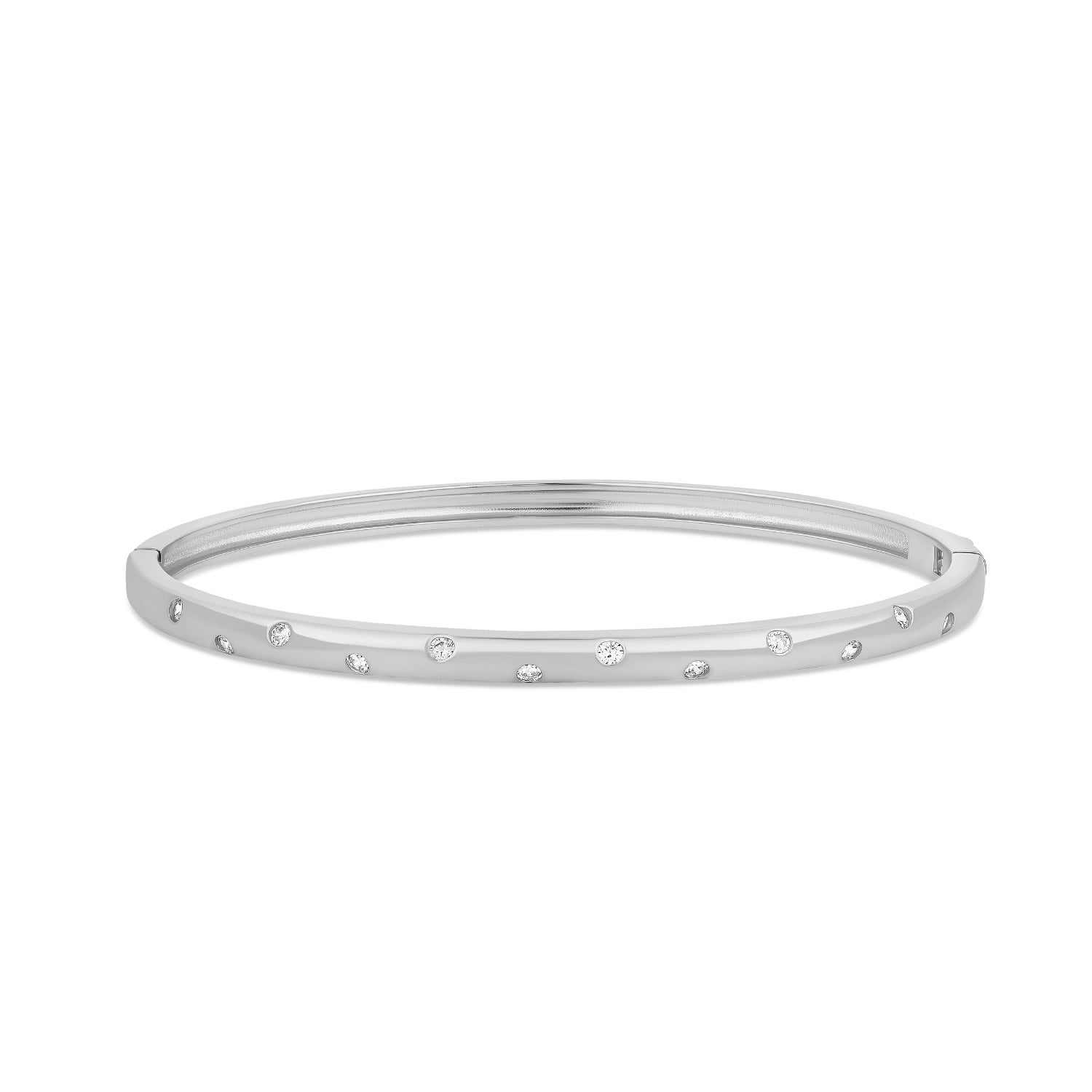 Inlay Stone Bangle - Silver