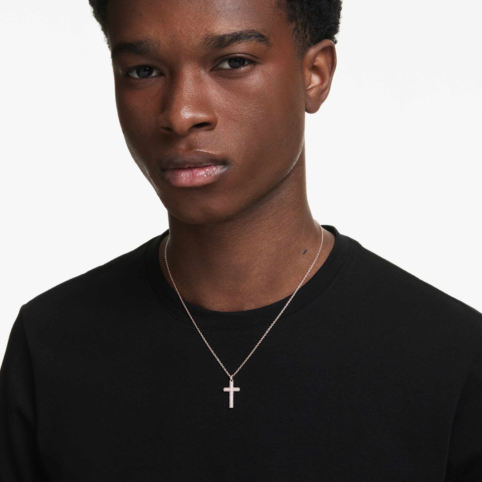INSIGNE PENDANT CROSS WHITE ROSE GOLD TONE PLATED