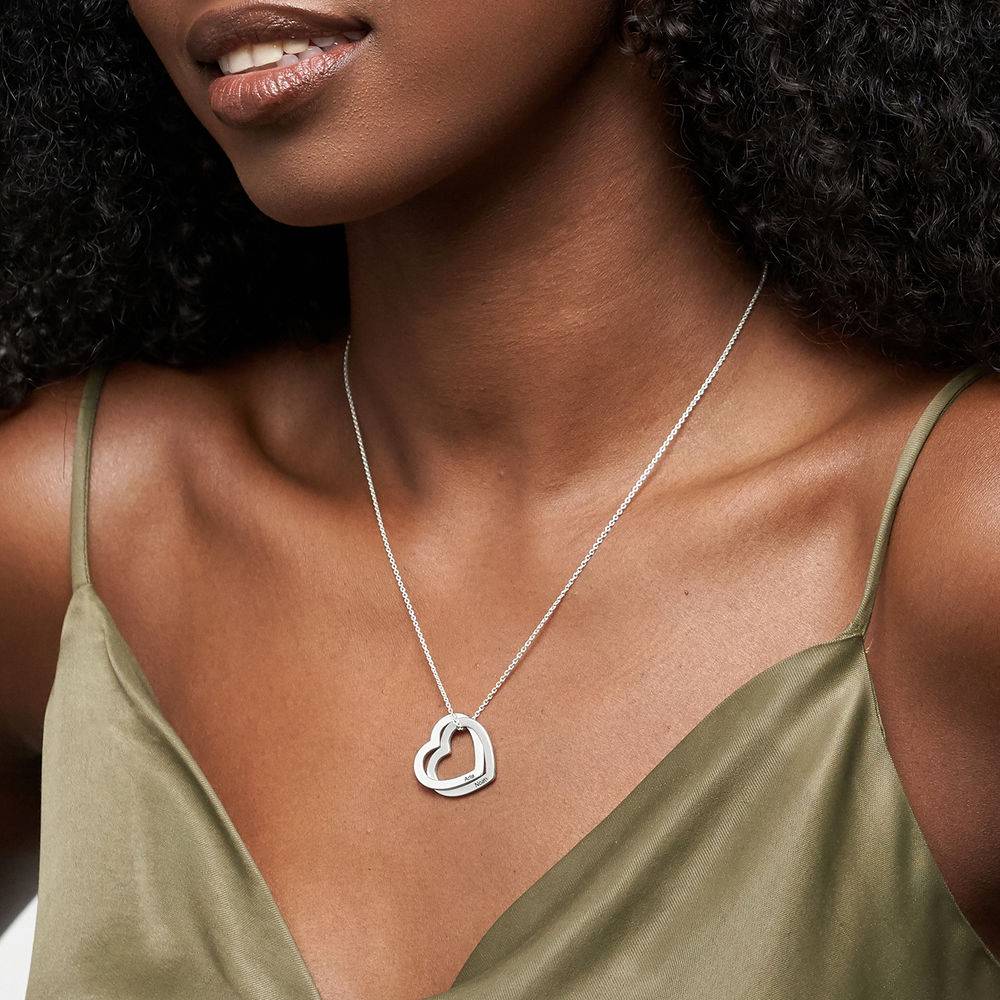 Claire Interlocking Hearts Necklace in Silver