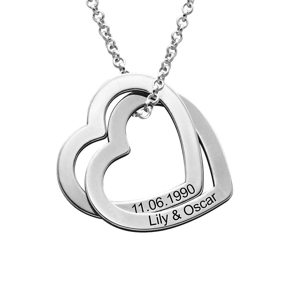 Claire Interlocking Hearts Necklace in Silver