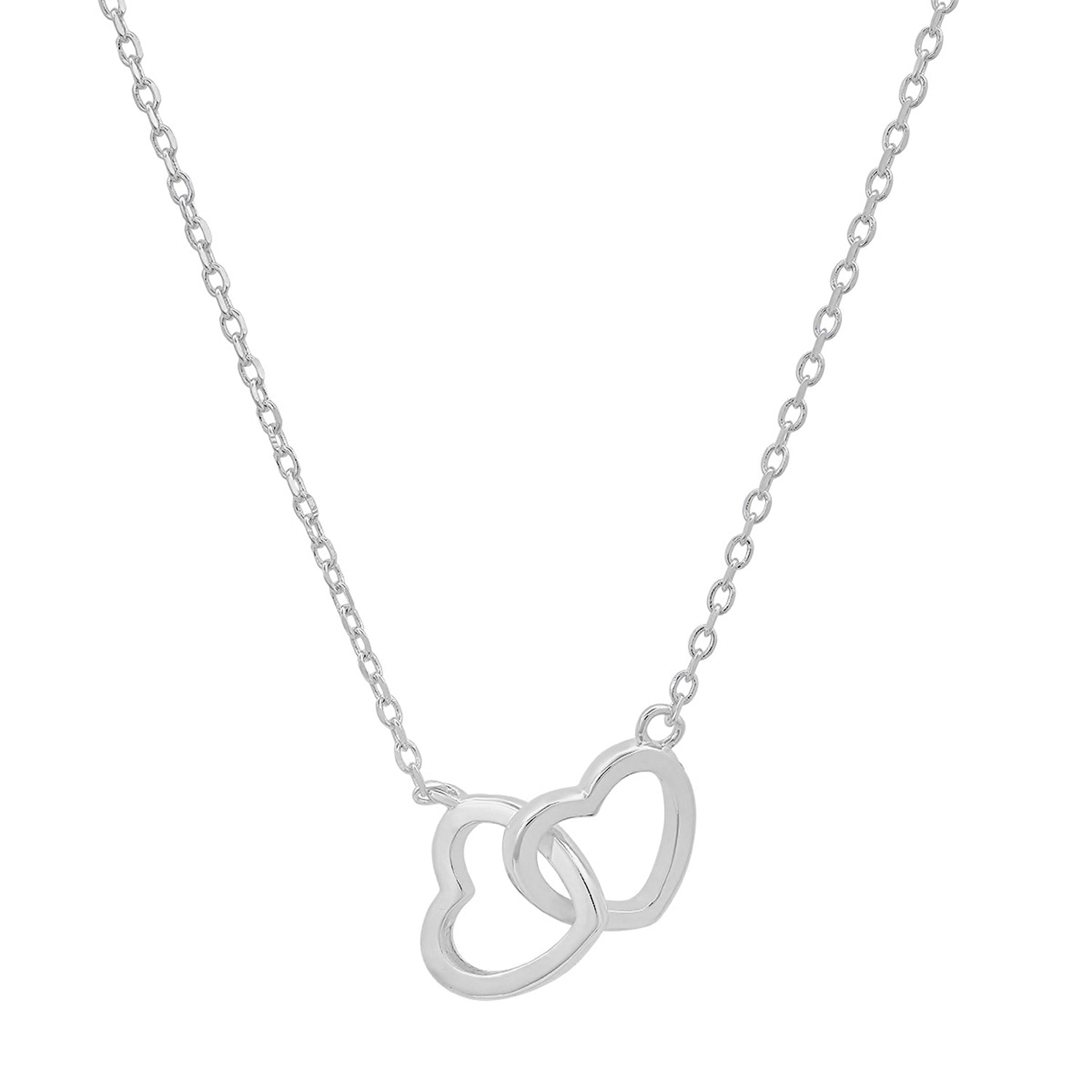 Interlocking Love' Hearts Necklace In Sterling Silver