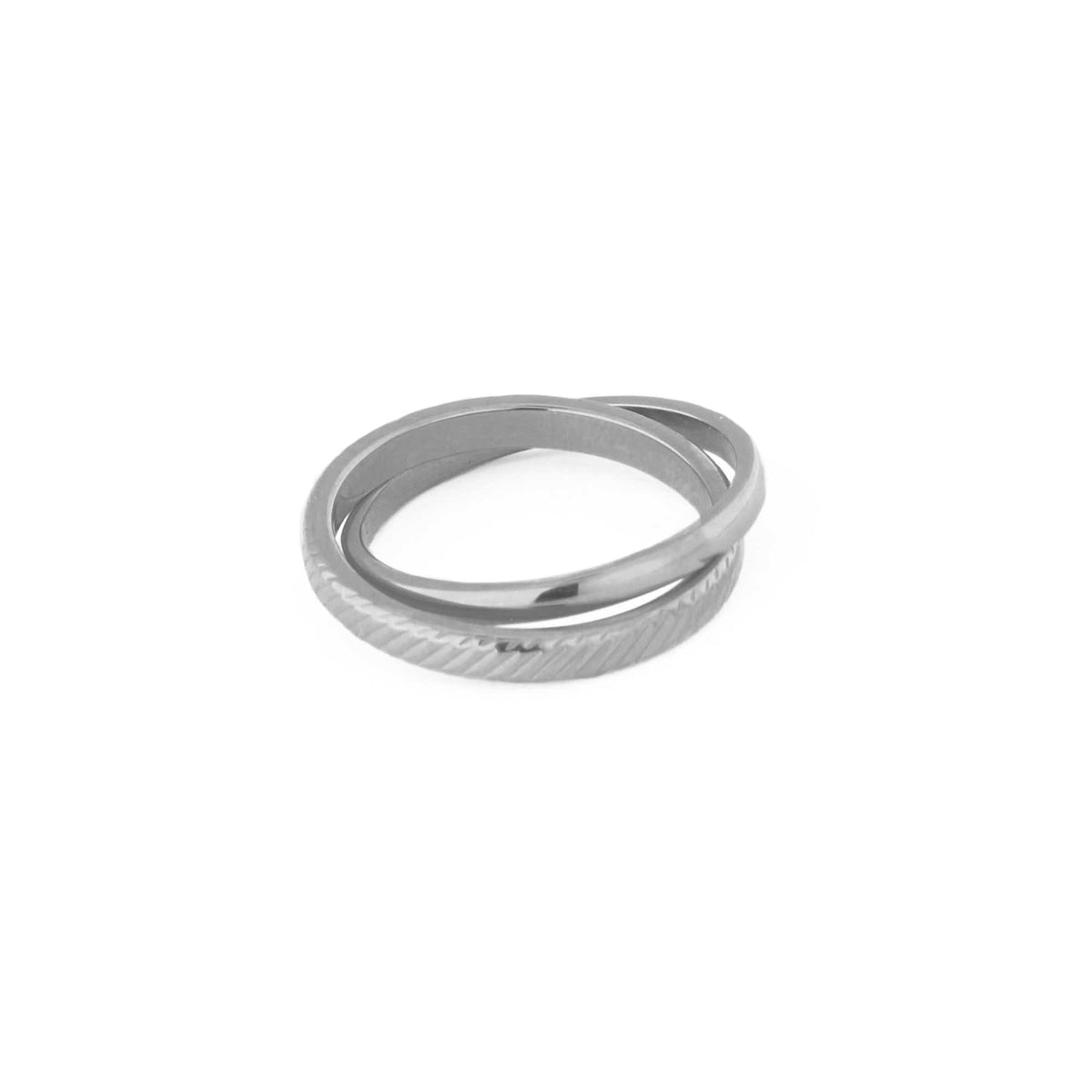 Clean & Textured Interlocking Rings - Silver