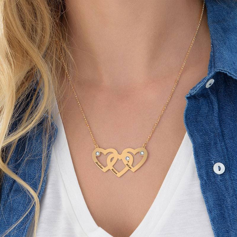 Intertwined Hearts Necklace with Diamonds in 18K Gold Plating
