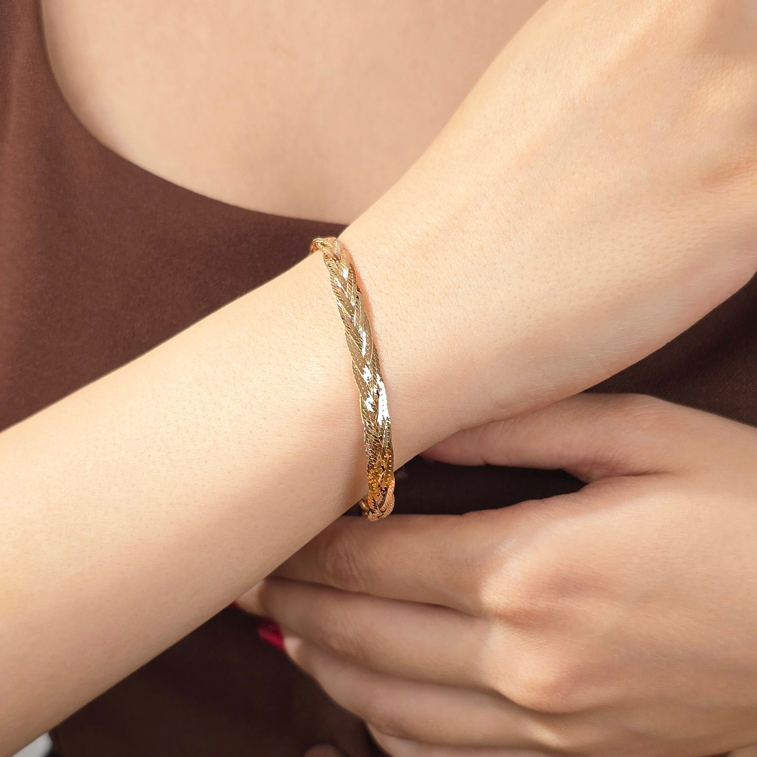 Interwoven Double Herringbone Twisted Bracelet Luxe