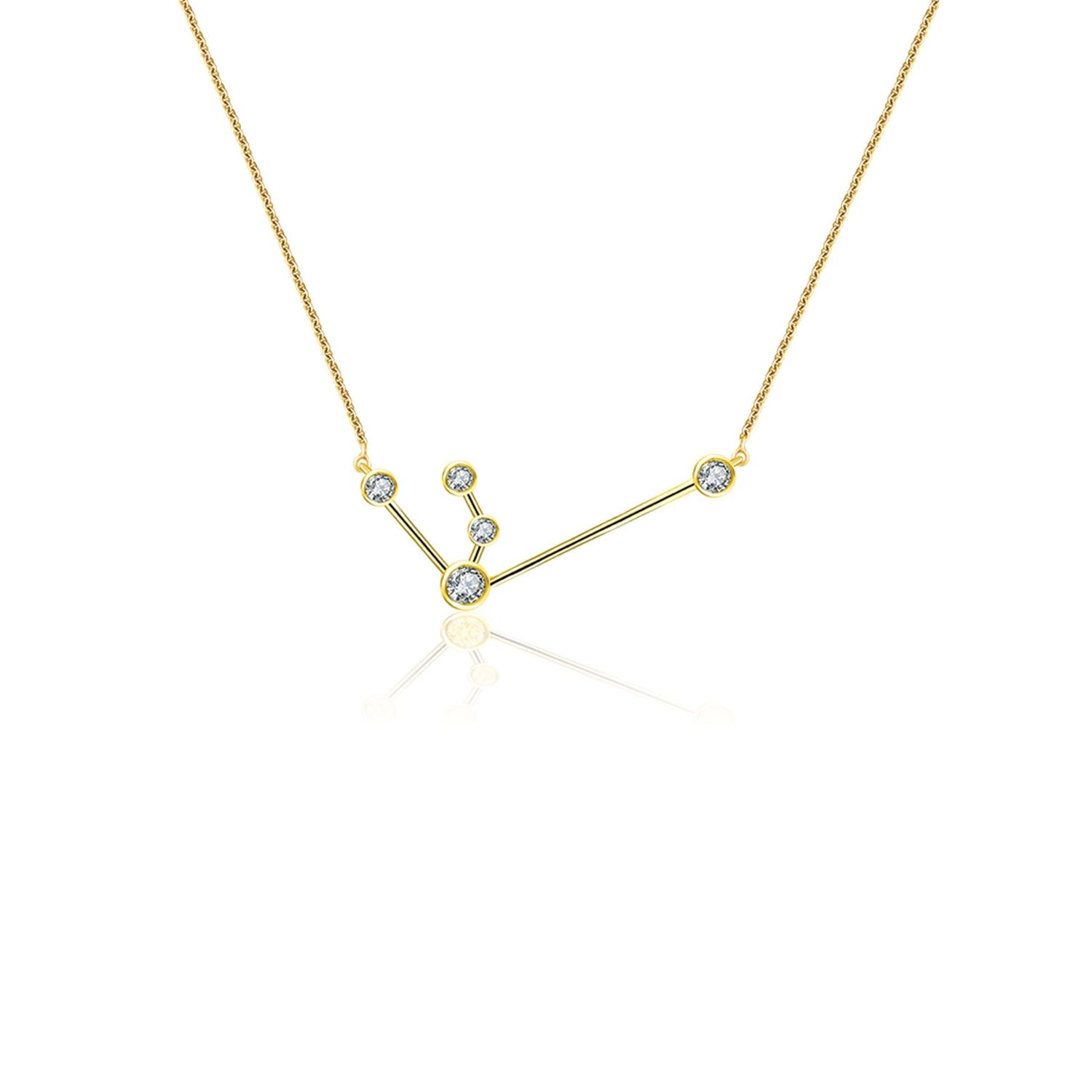 Aquarius Zodiac Constellation Necklace 18K Yellow Gold & Diamond