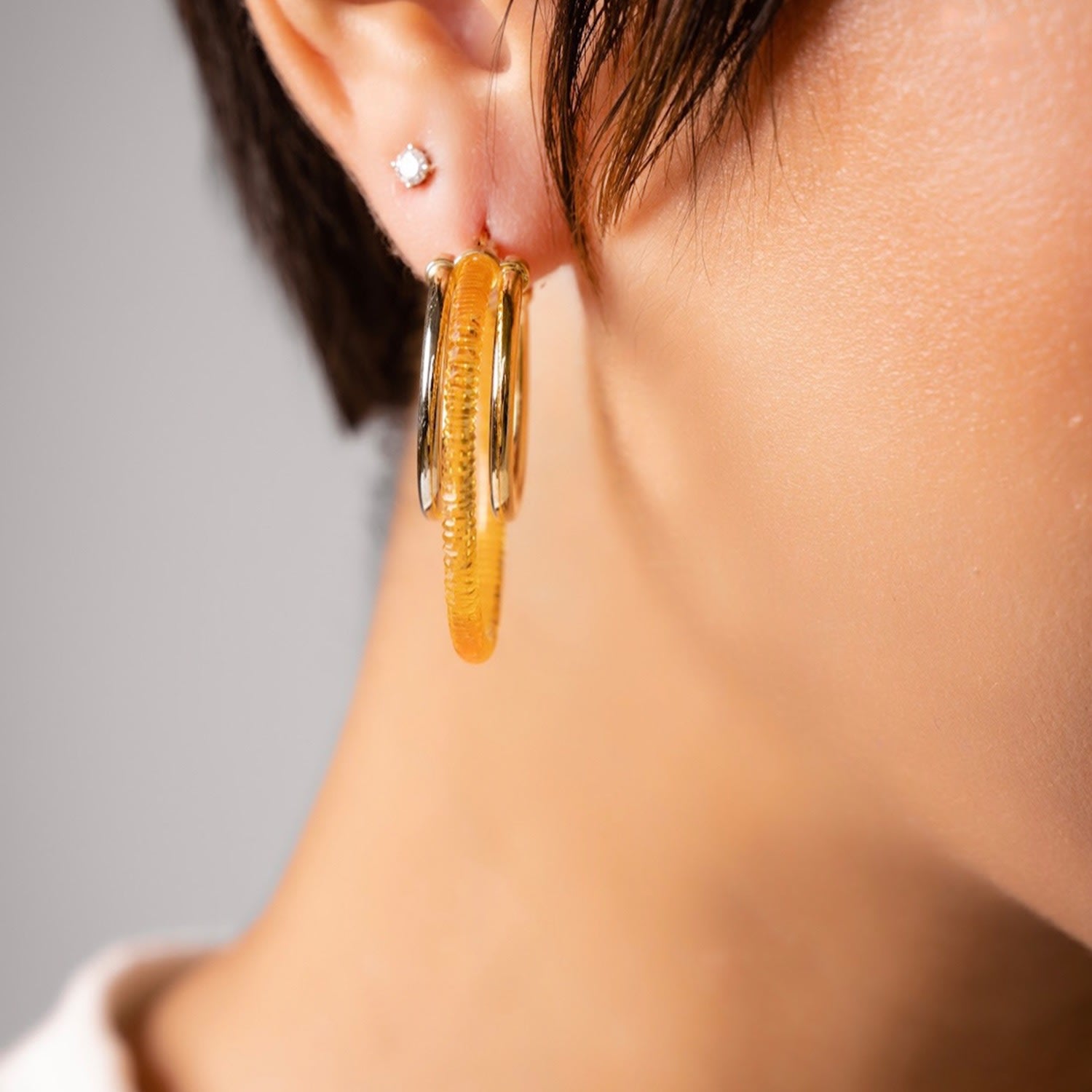Multi Hoop Earrings In Honey