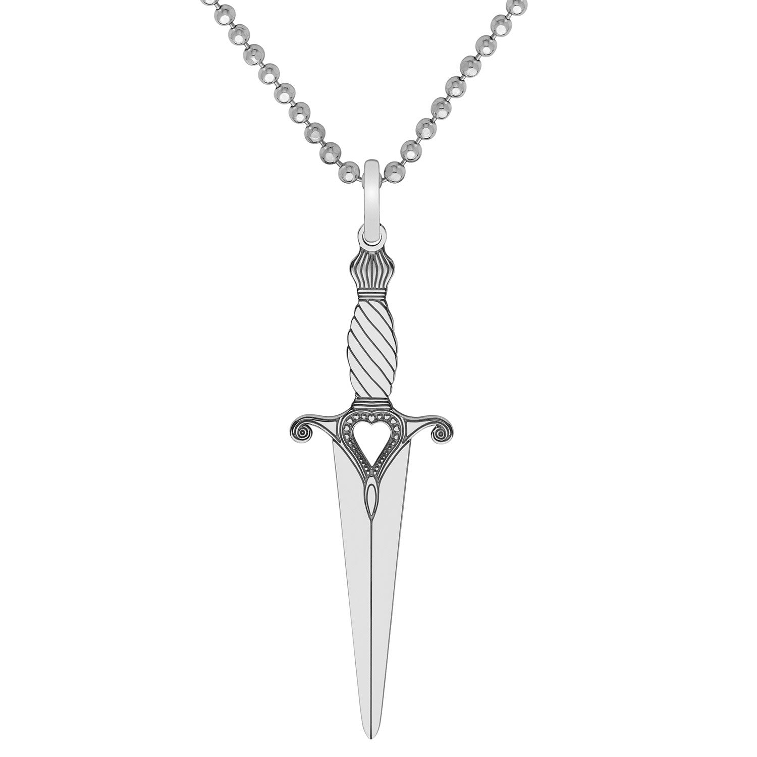 Medium Silver Dagger Pendant Necklace
