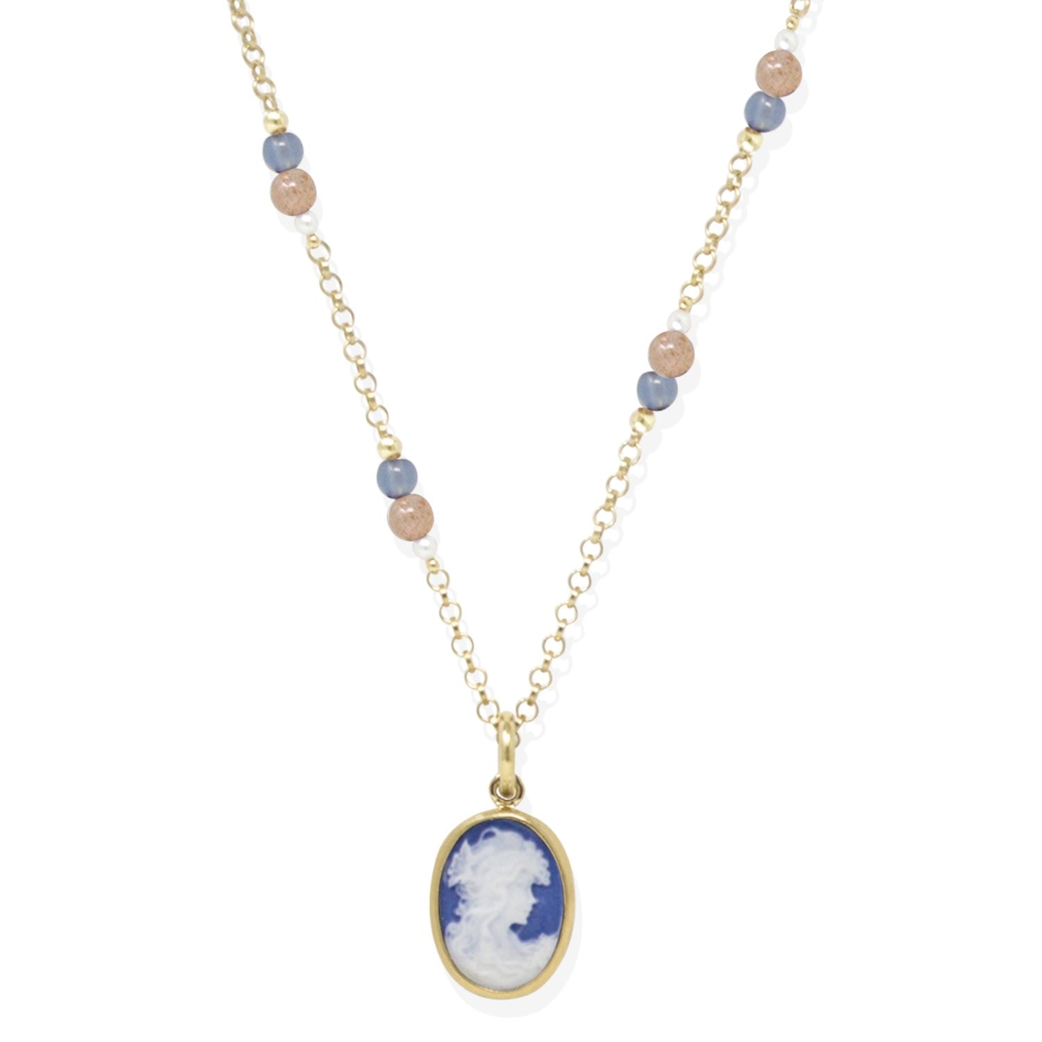 Little Lovelies Gold-Plated Blue Cameo Necklace