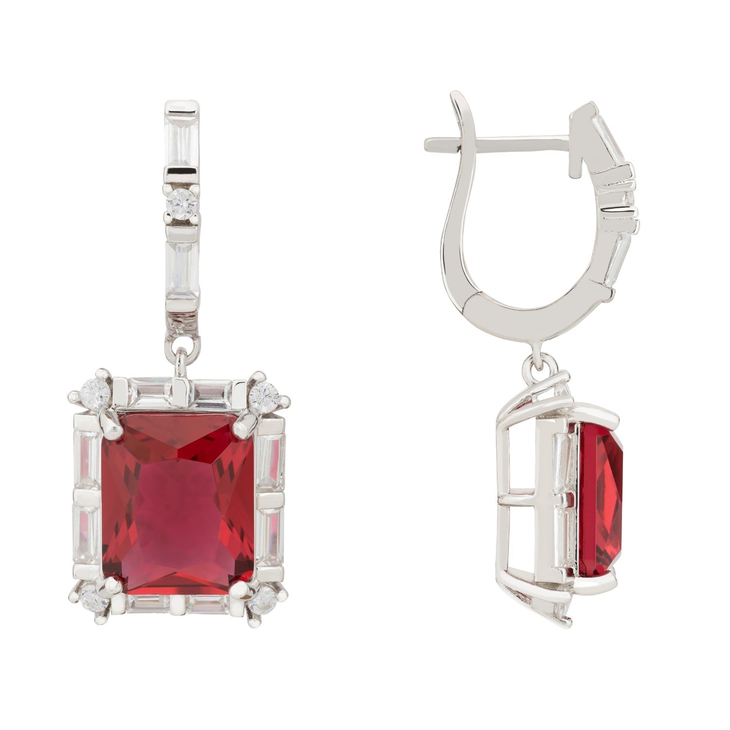 Tudor Silver Earring Ruby