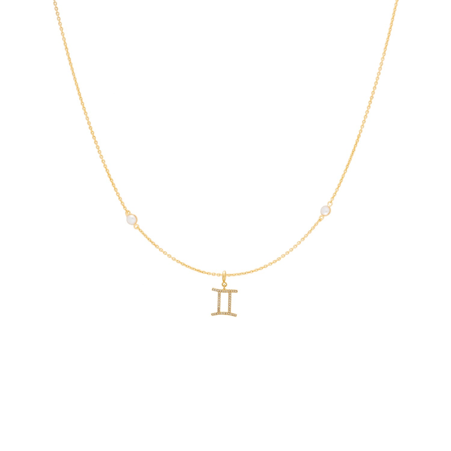 Zodiac Horoscope Sign Gemini Symbol Necklace Gold