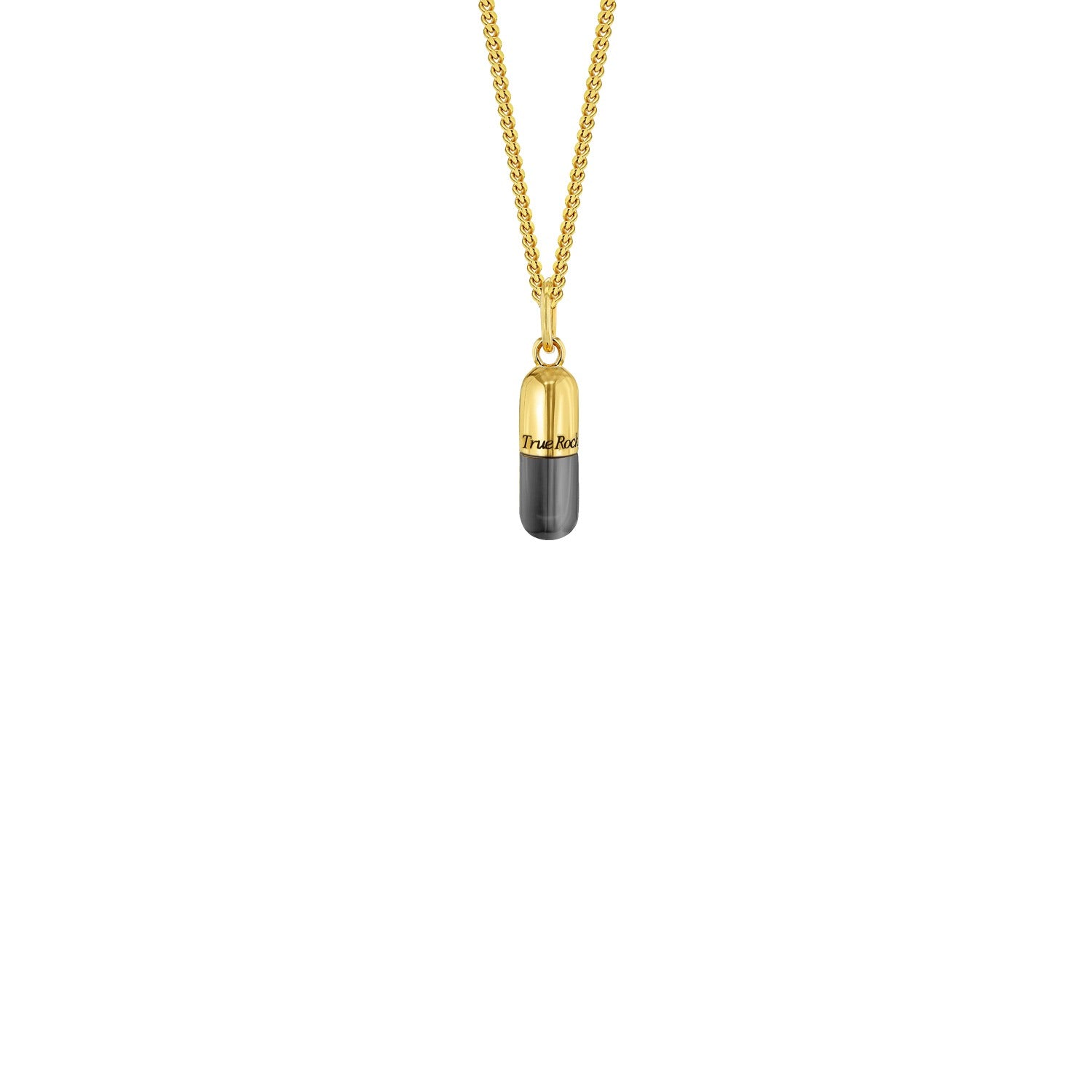 Gun Metal Grey & 18Kt Gold Plated Mini Pill Charm On Gold Hoop