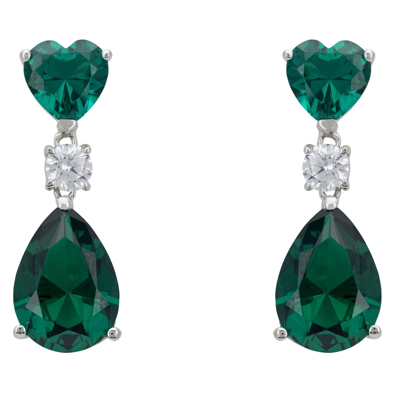 Irina Emerald Teardrop Earrings Silver
