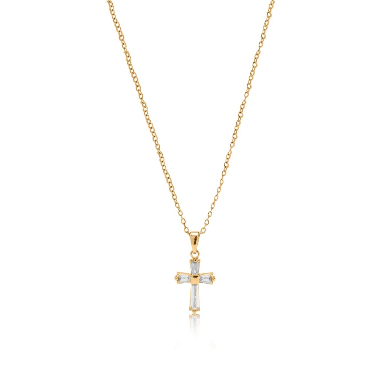Iris Cross Dainty Pendant Necklace