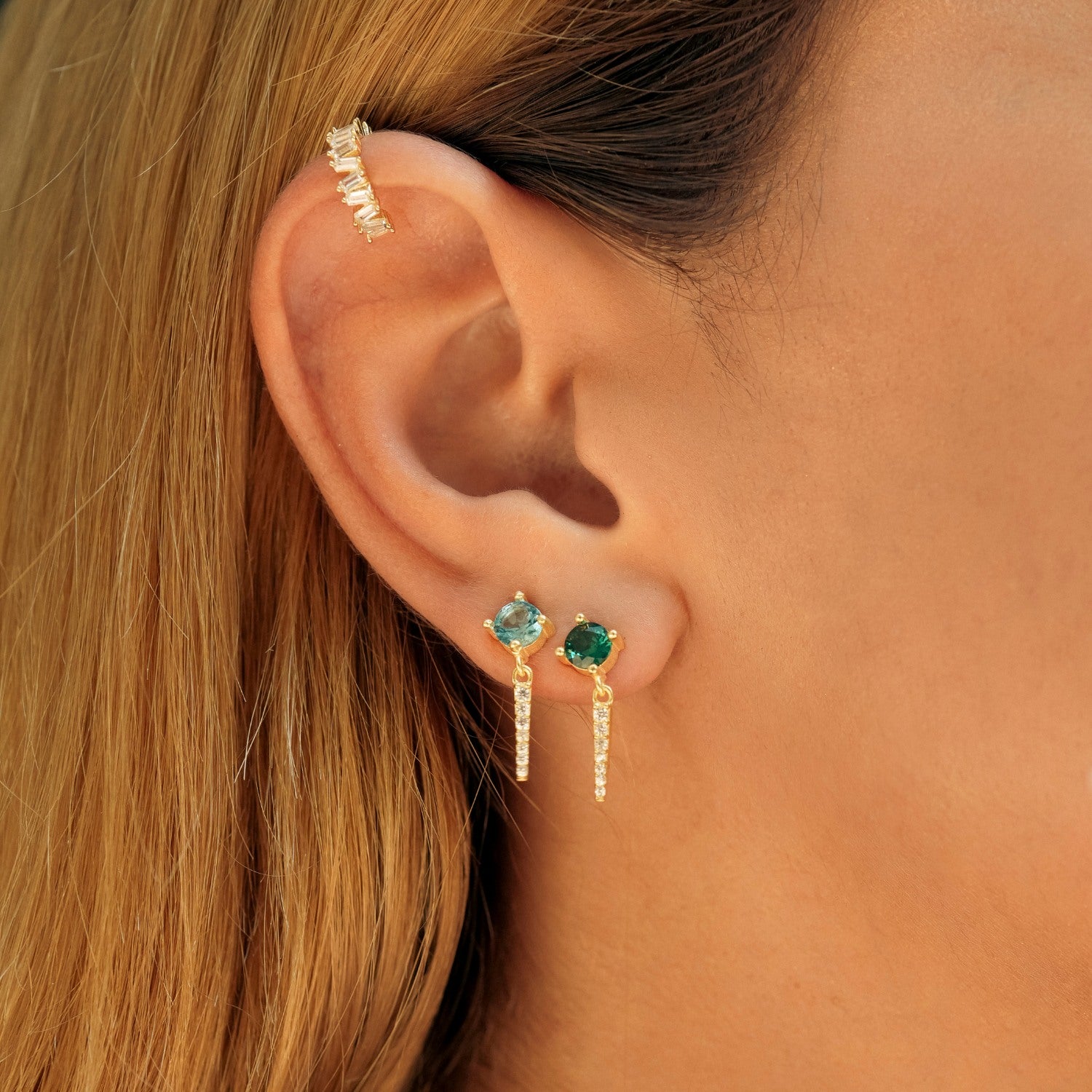 Irregular Baguette Ear Cuff No Piercing Sterling Silver - Single - Gold