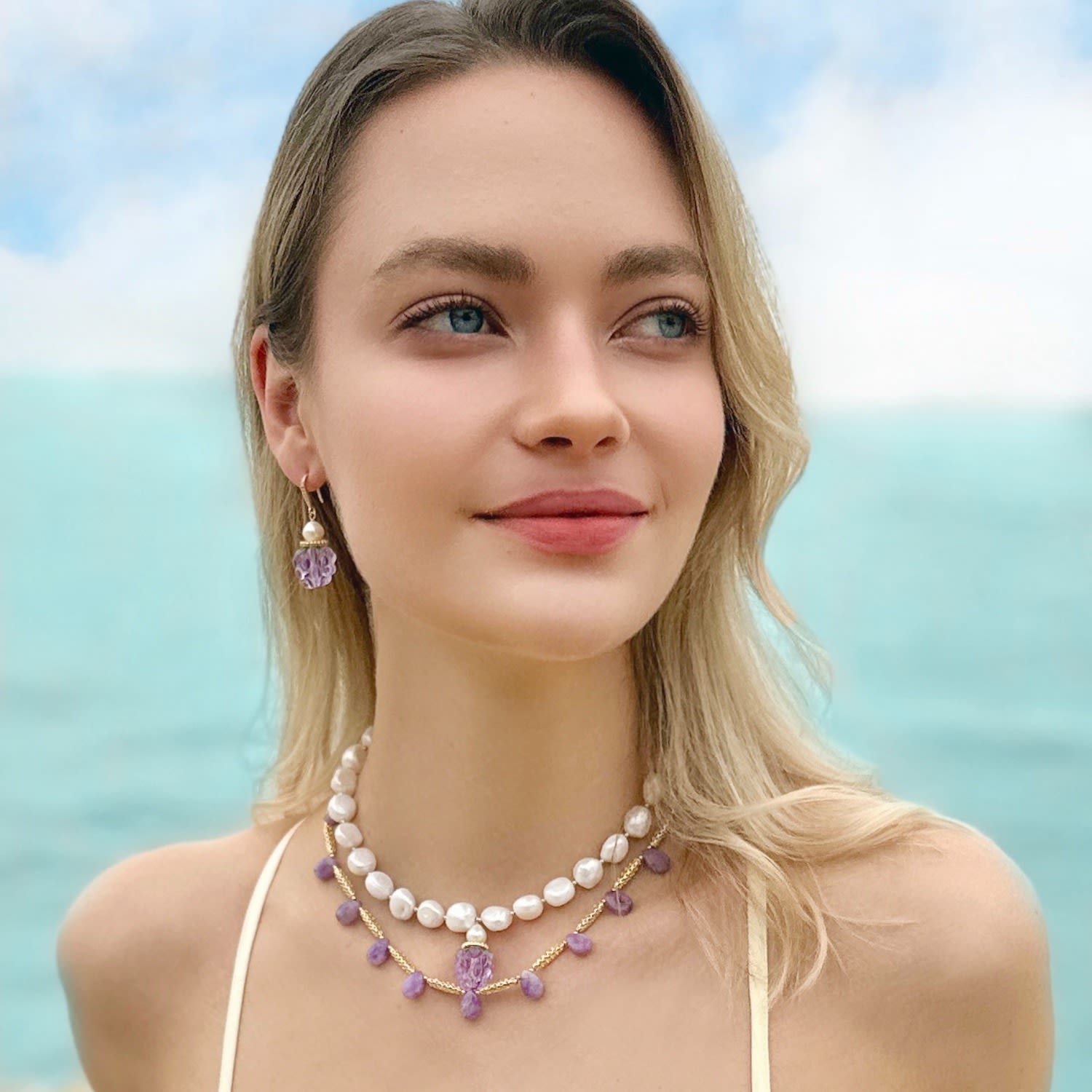 Irregular Freshwater Pearls With Purple Raspberry Pendant Necklace