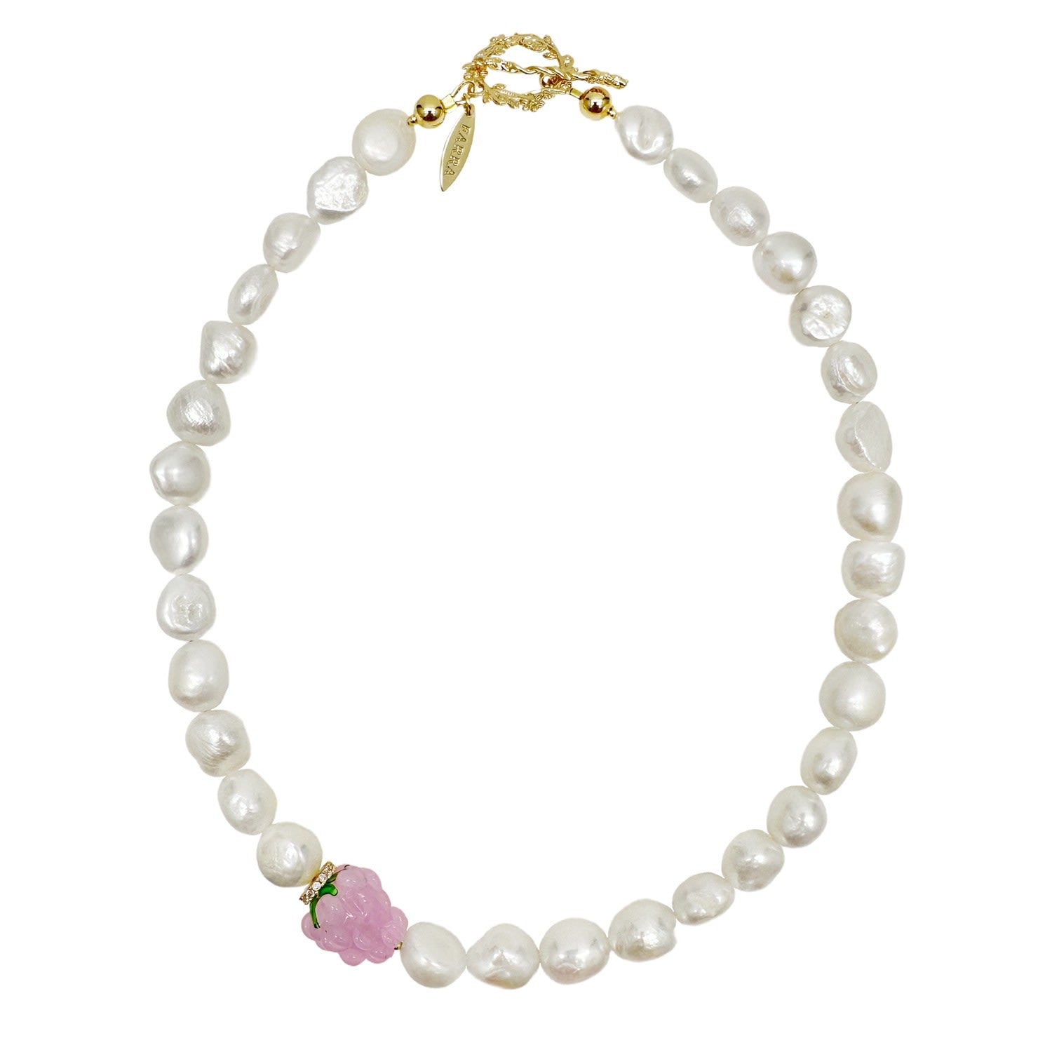 Irregular Shaped Freshwater Pearls With Pink Raspberry Necklace