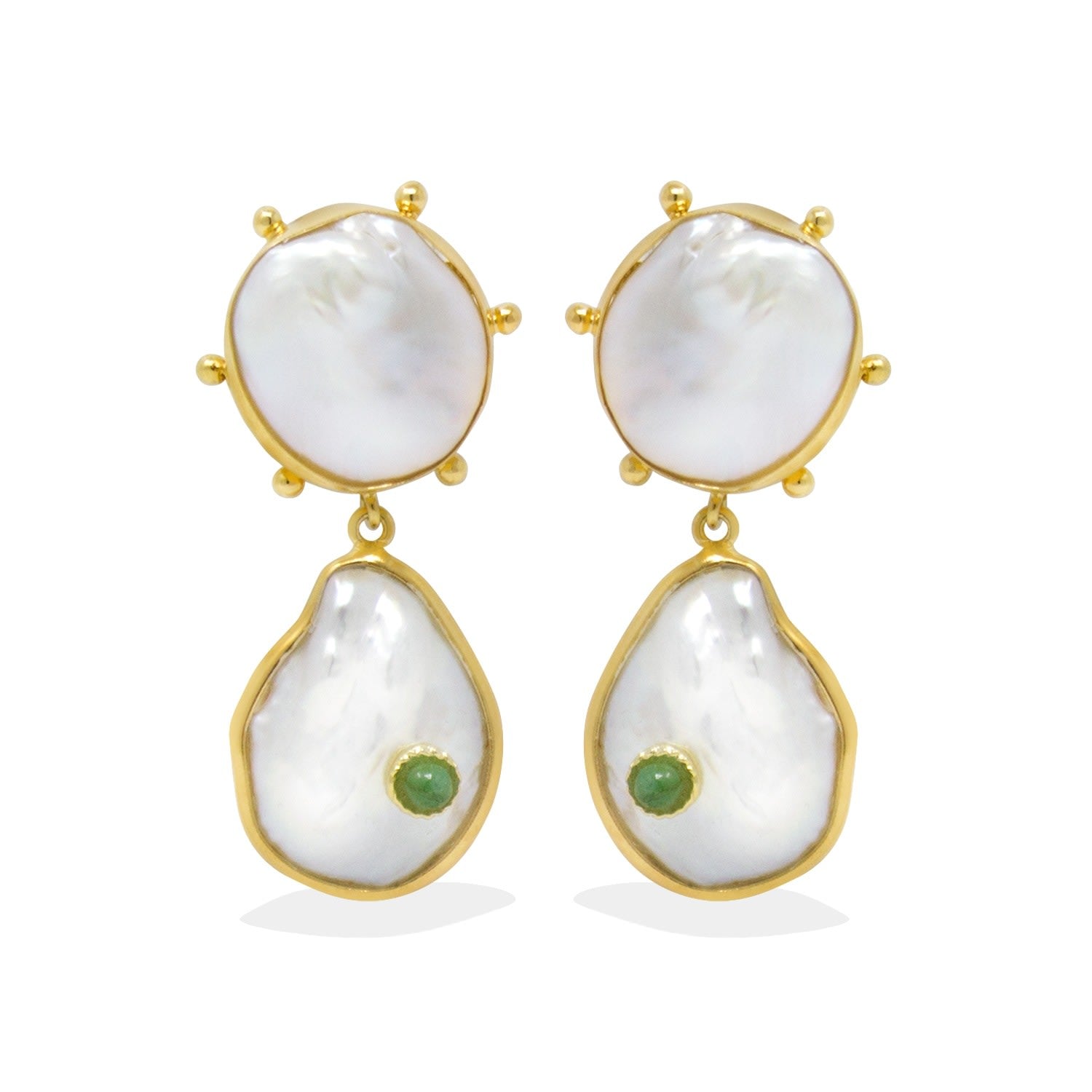 Rebel Rebel Pearl Earrings With Emeralds