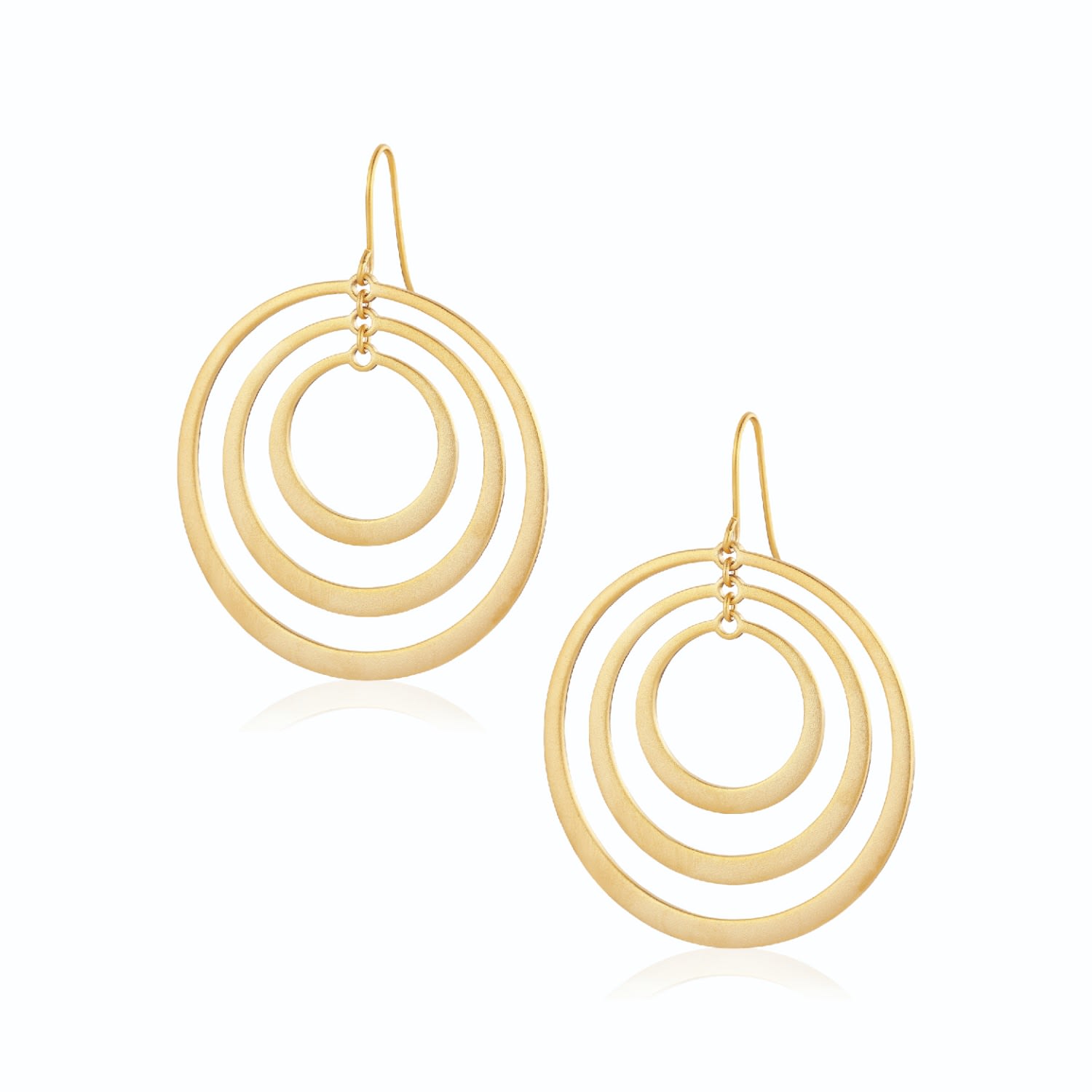 Ishtar Dangle & Drop Earrings With Three Rings - Gold