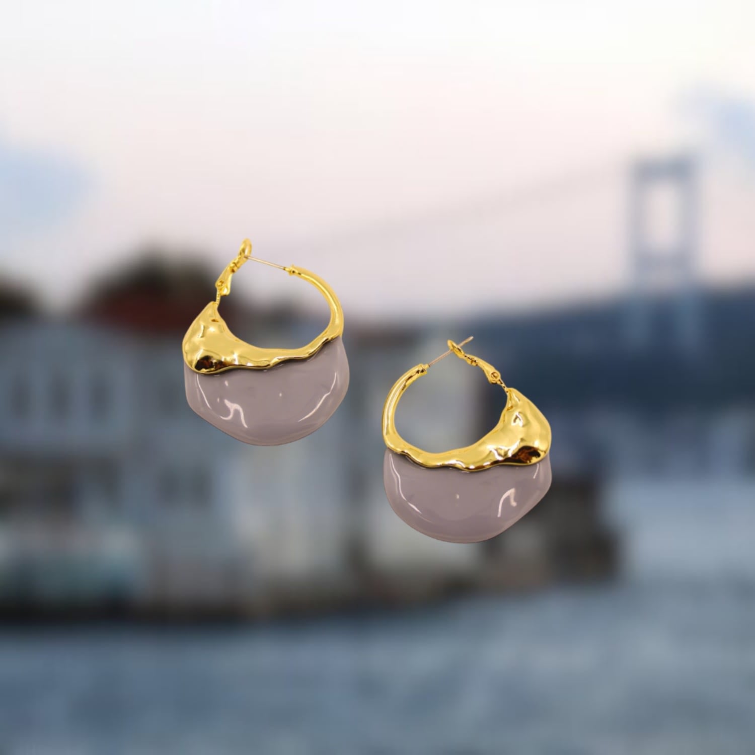 Istanbulite Enamel Hoop Earrings