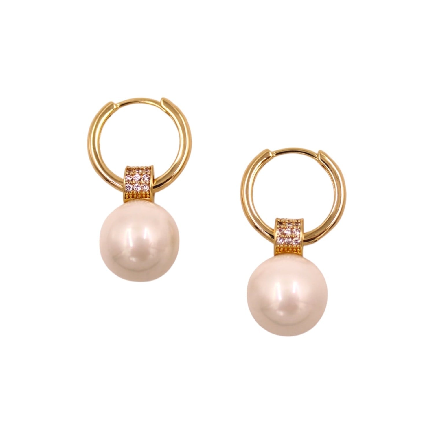Istanbulite Pearl Hoop Swarovski Earrings