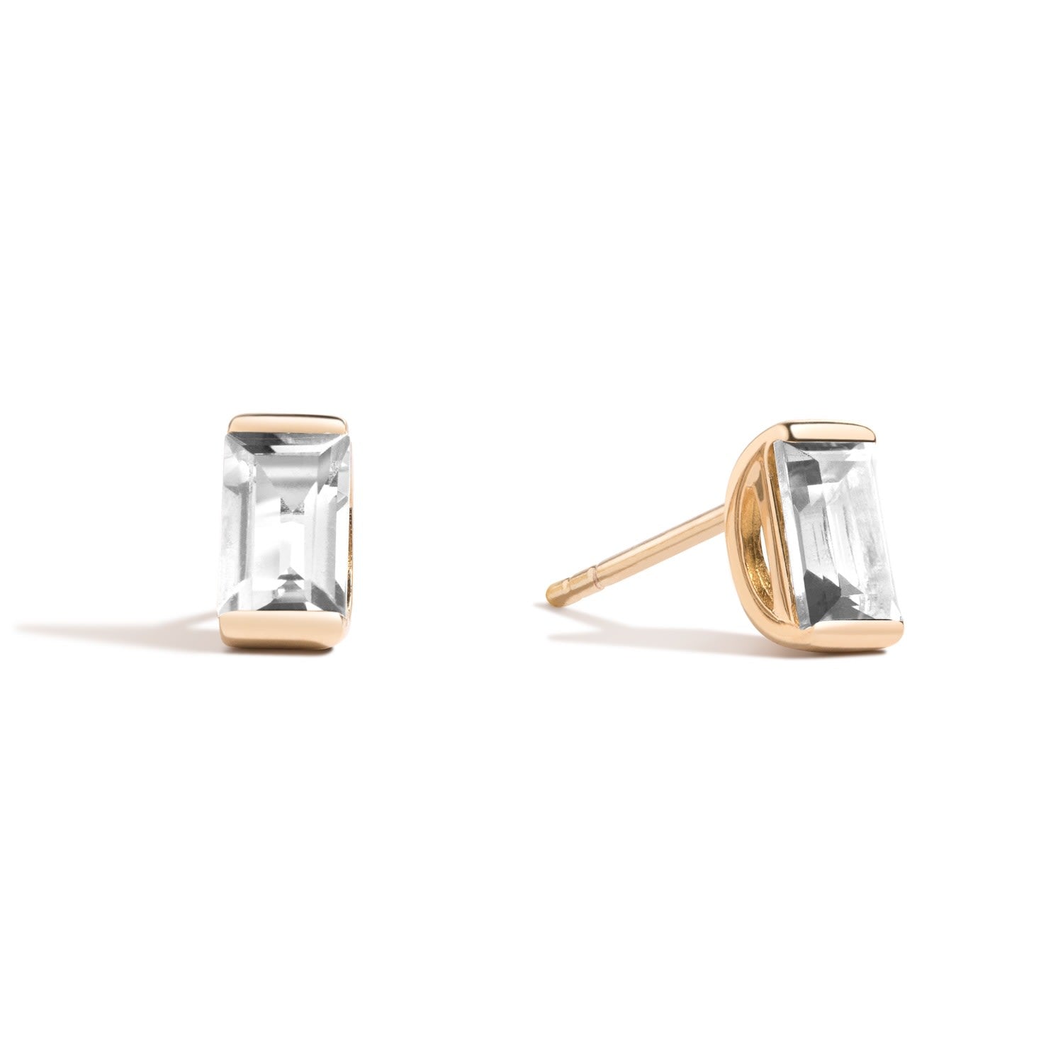 It’s A Long Story Earrings - 18K Gold Vermeil With White Topaz Baguette Stud Earrings
