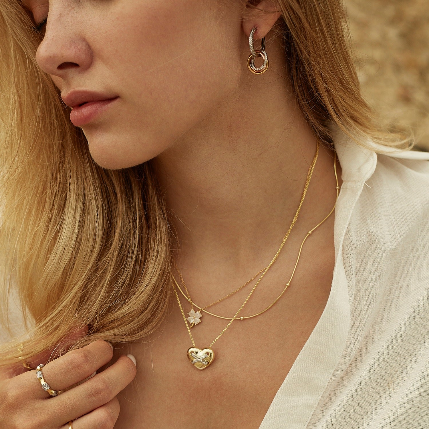 Italian Fine Chain Sterling Silver Satellite Beaded Necklace - Gold