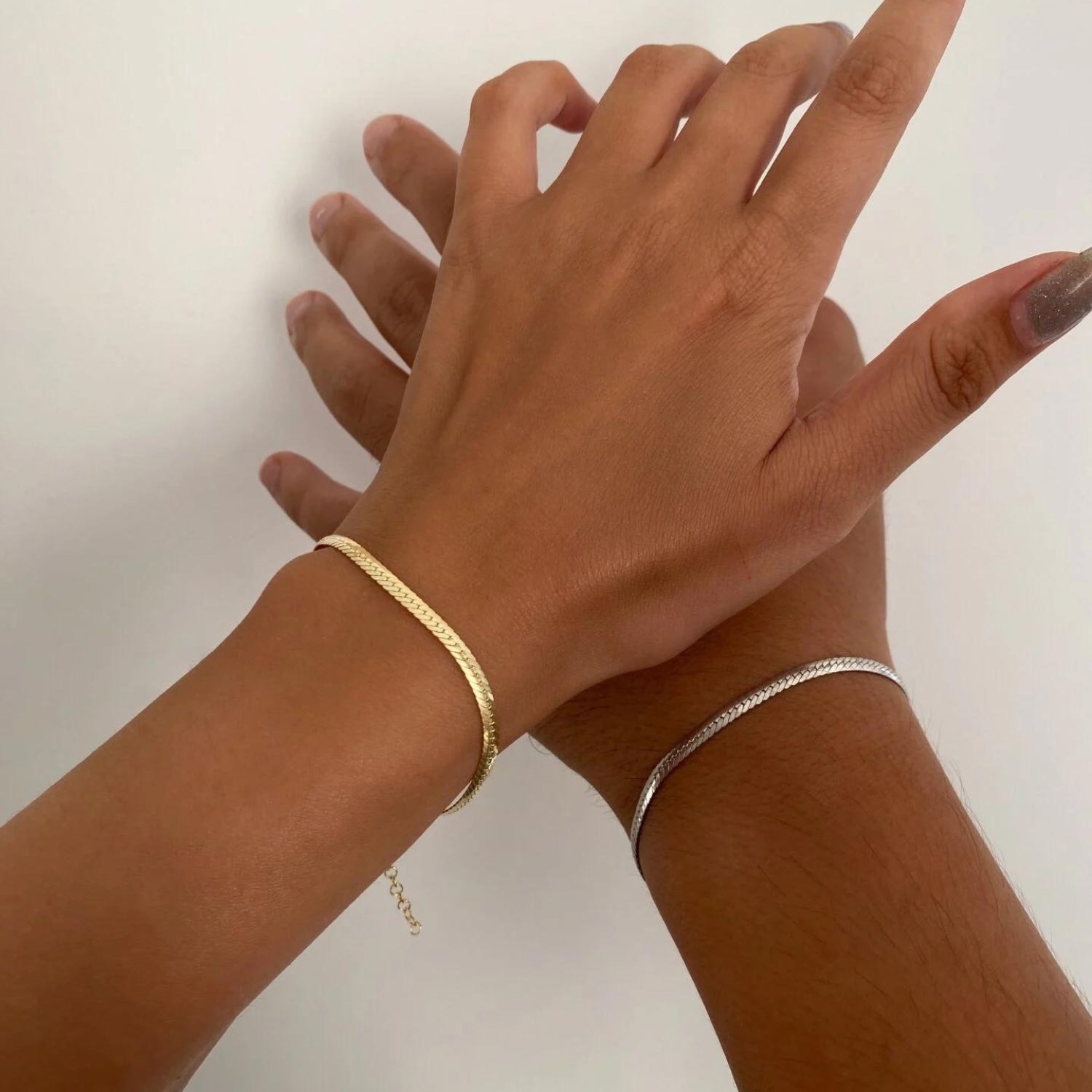 Italian Sterling Silver Herringbone Bracelet - Silver