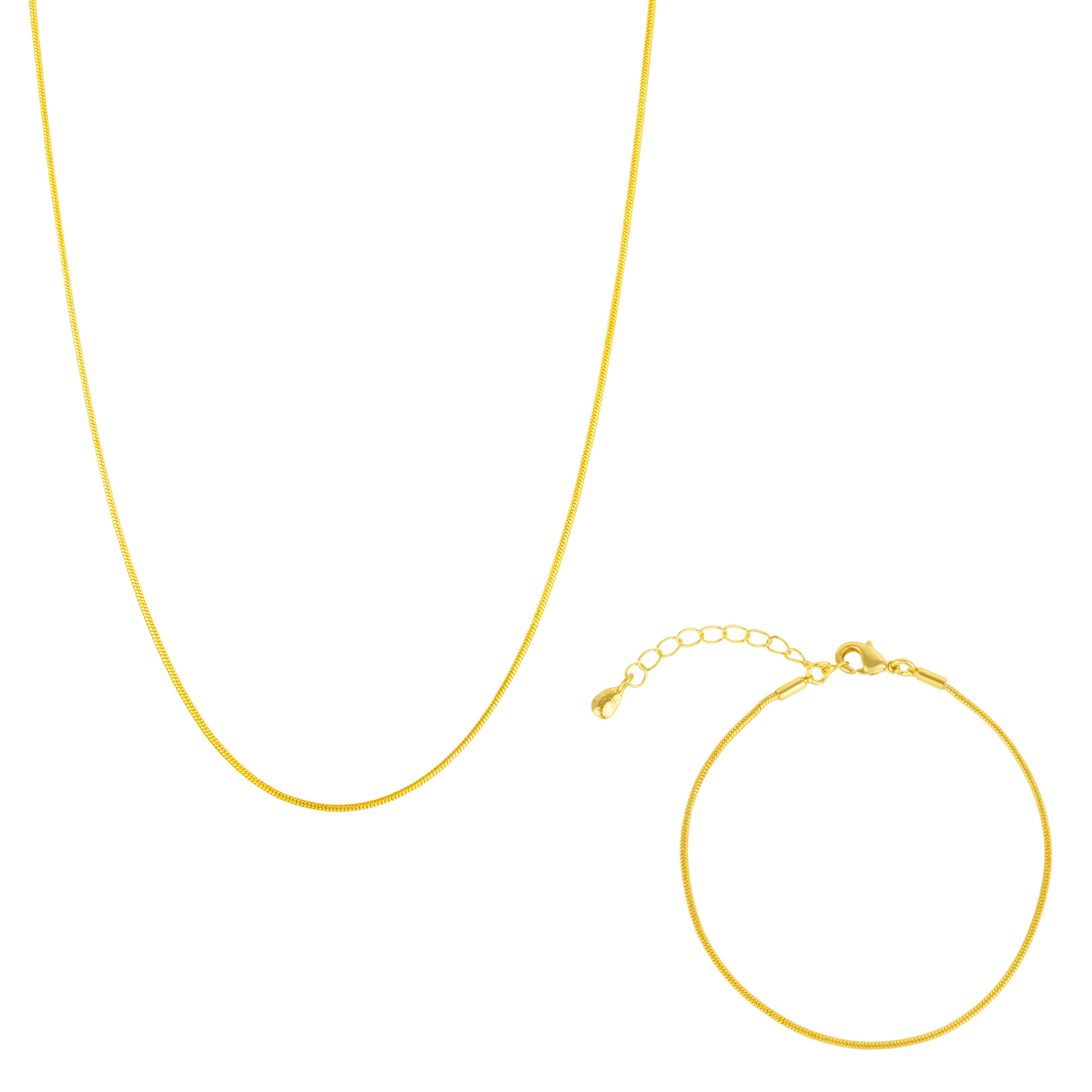 Italian Style Gold Snake Chain Necklace & Bracelet Set