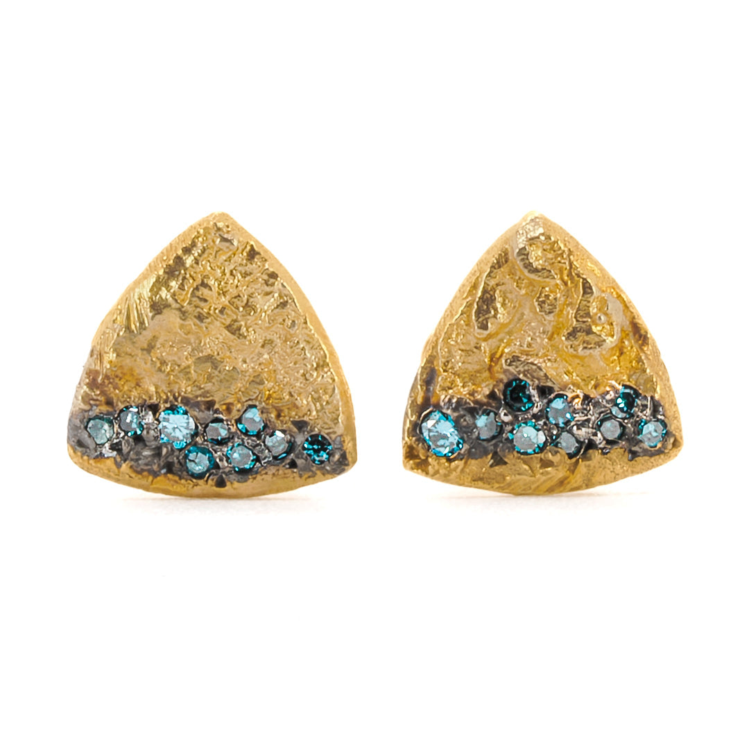 Nature Triangle Gold Diamond Stud Earring-Gold