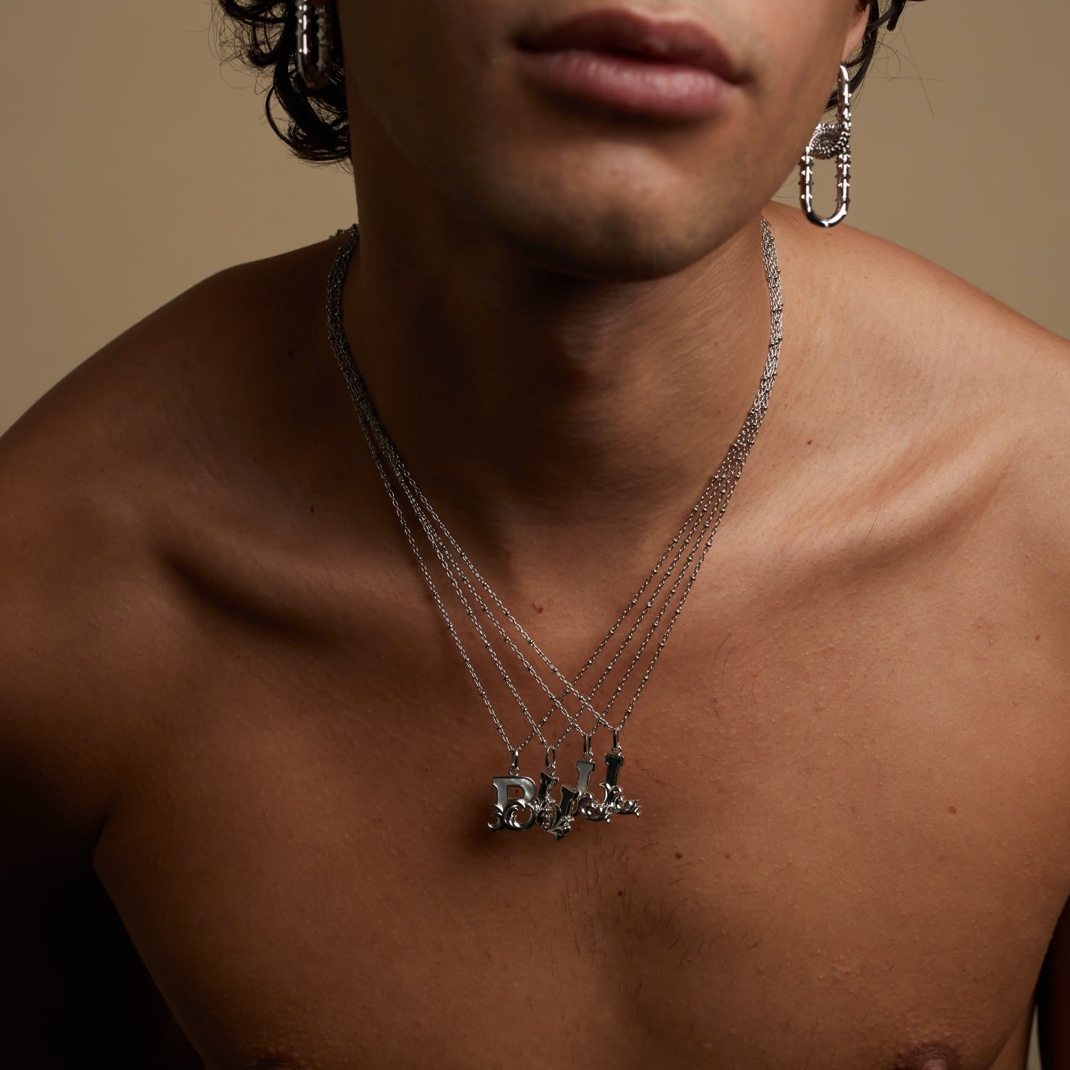 Gold Plated W Initial Necklace With Green Marble