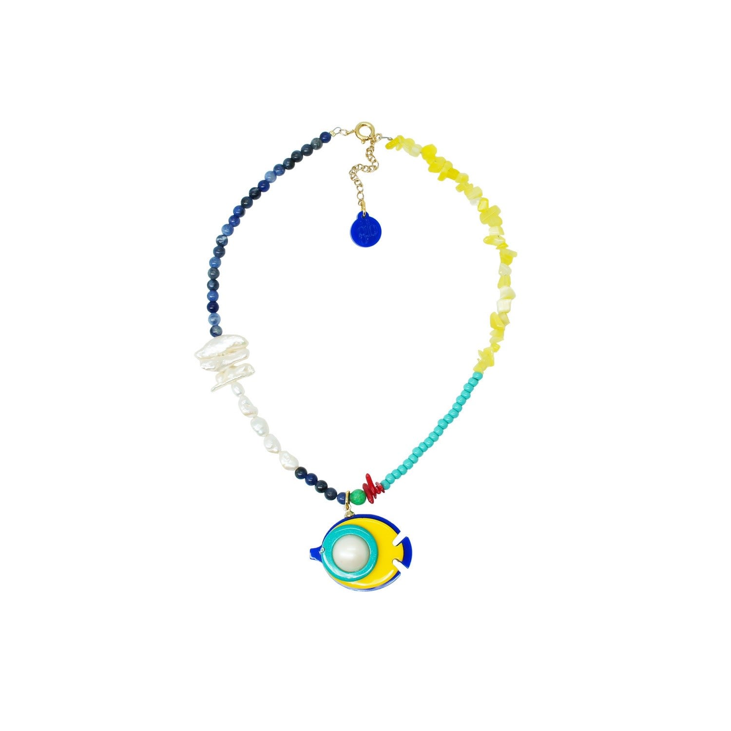 Handmade Necklace Beads And Pendant Fish Tang Yellow