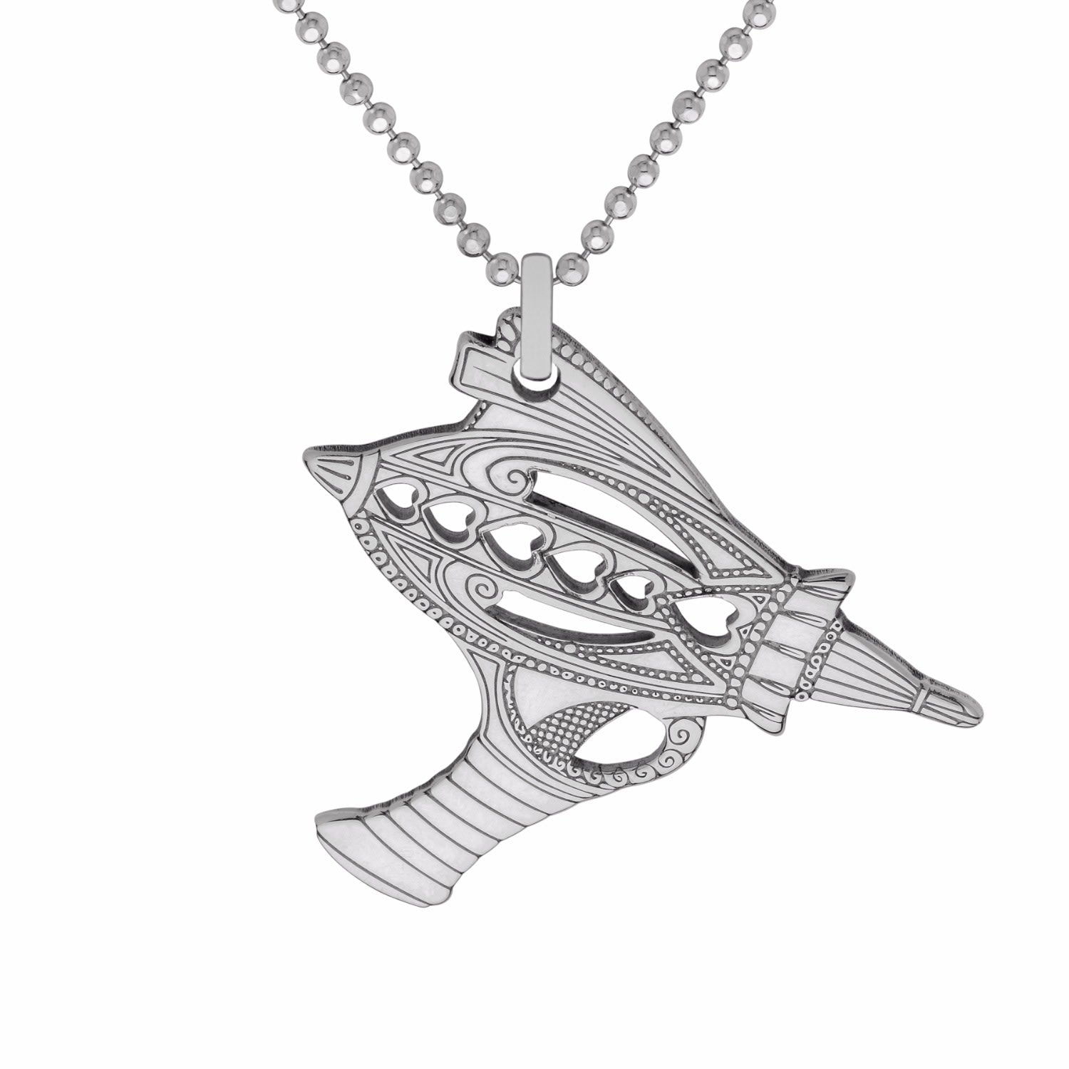Medium Silver Ray Gun Pendant Necklace