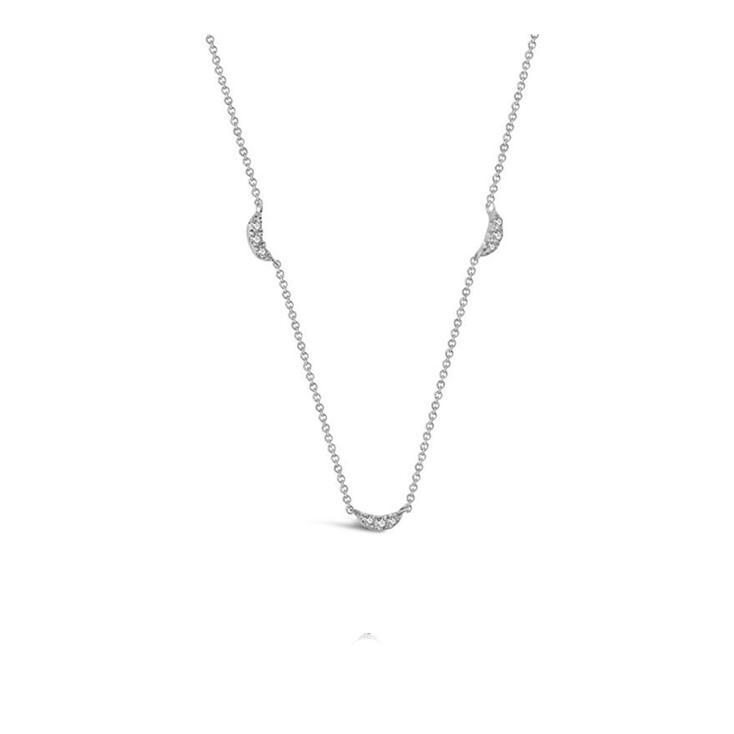 18K White Gold Moon Shape Diamond Necklace / Choker
