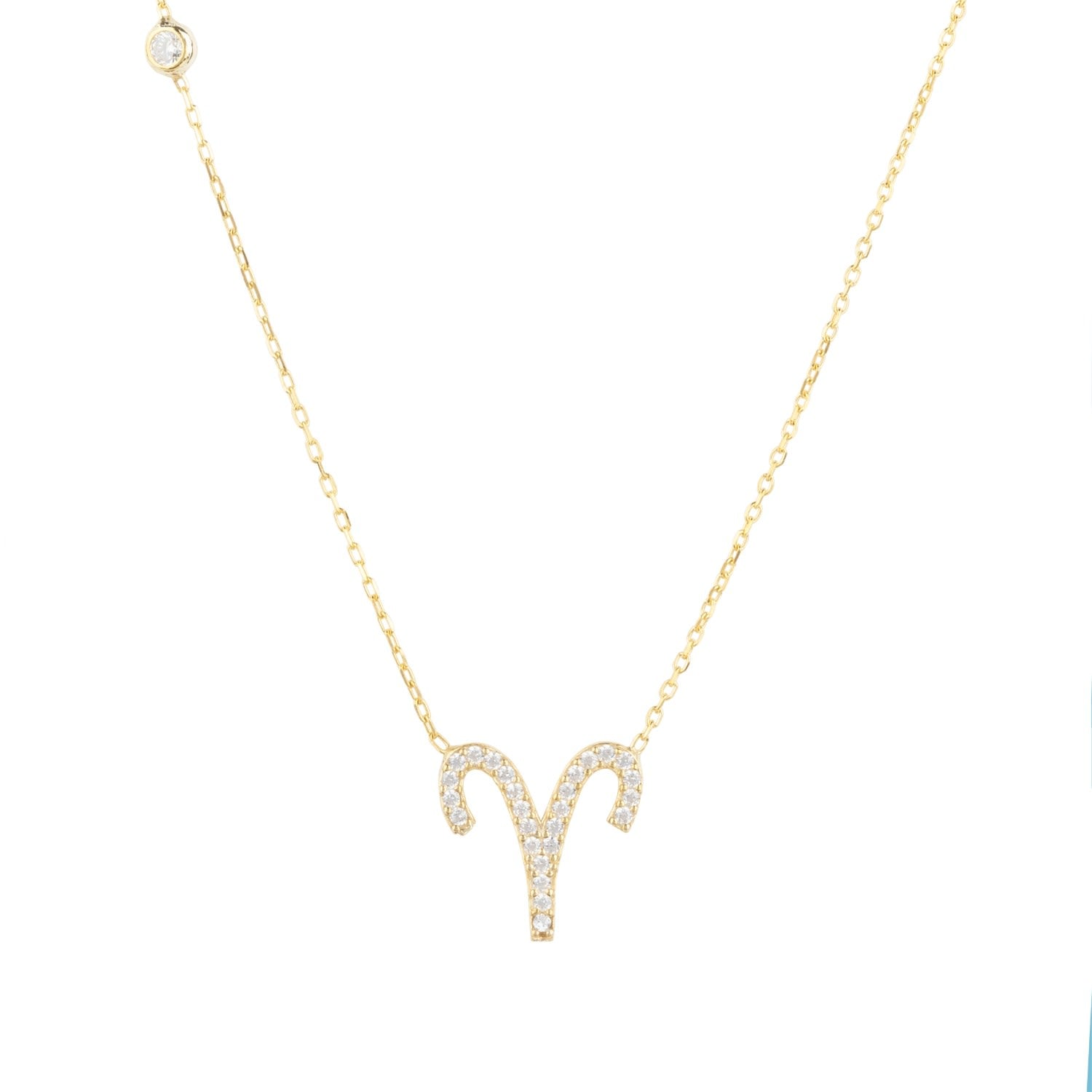 Zodiac Star Sign Pendant Necklace Gold Aries