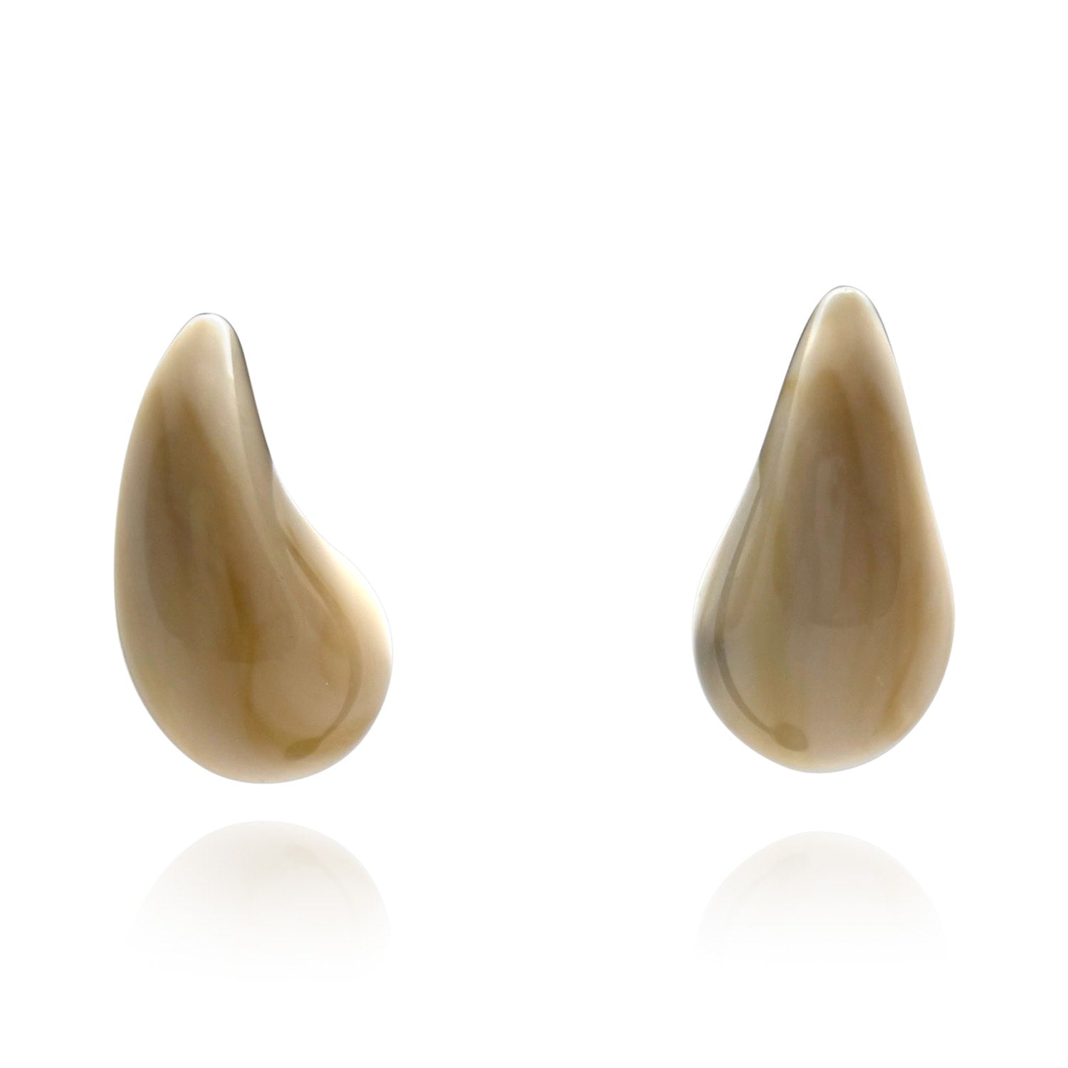 Ivory Resin Pierced Hoop Earrings