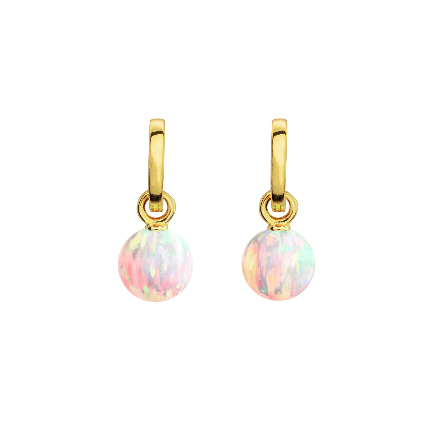 Sun Opal Hoop Earrings - Gold