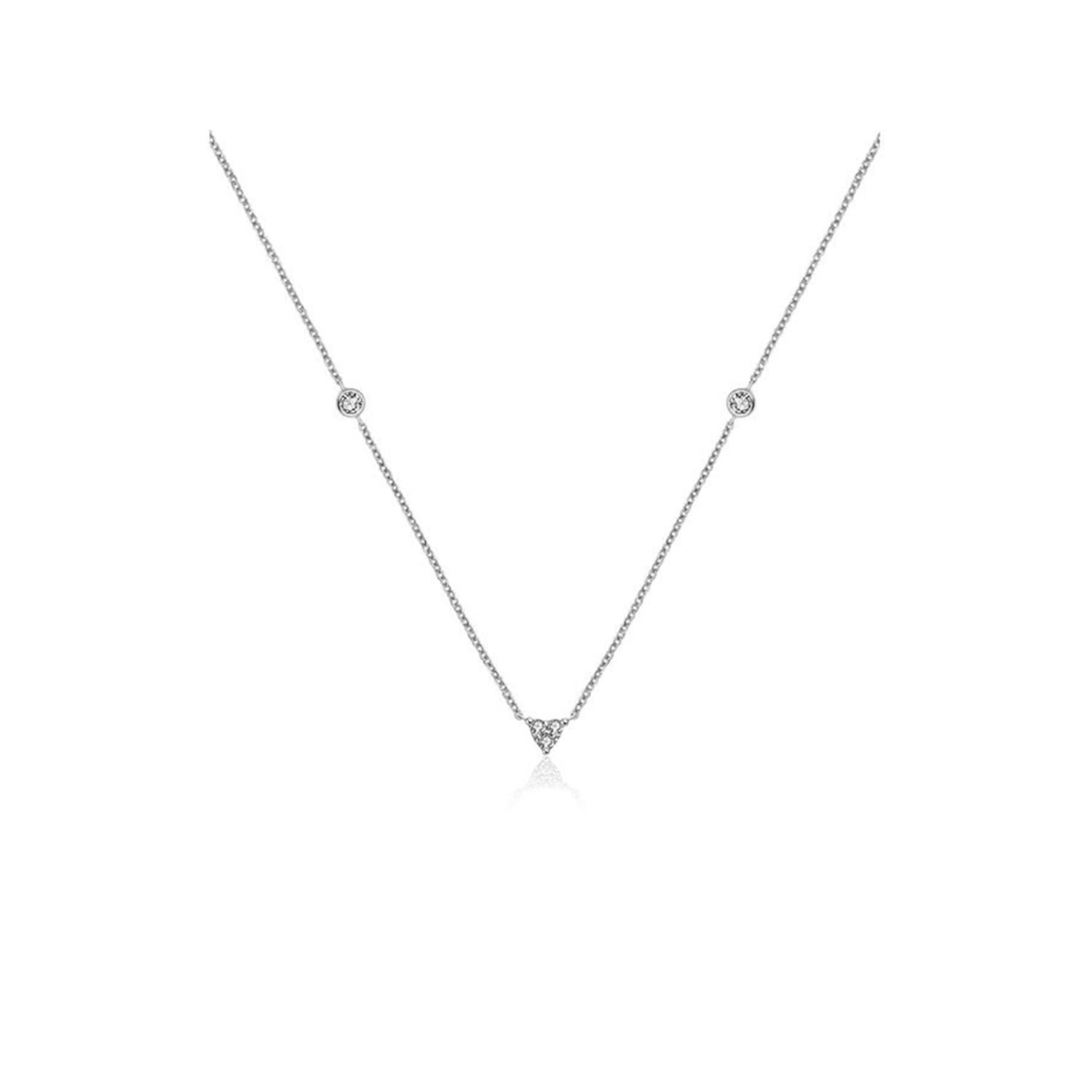 18K White Gold Trianlgle Shape Diamond Necklace / Choker