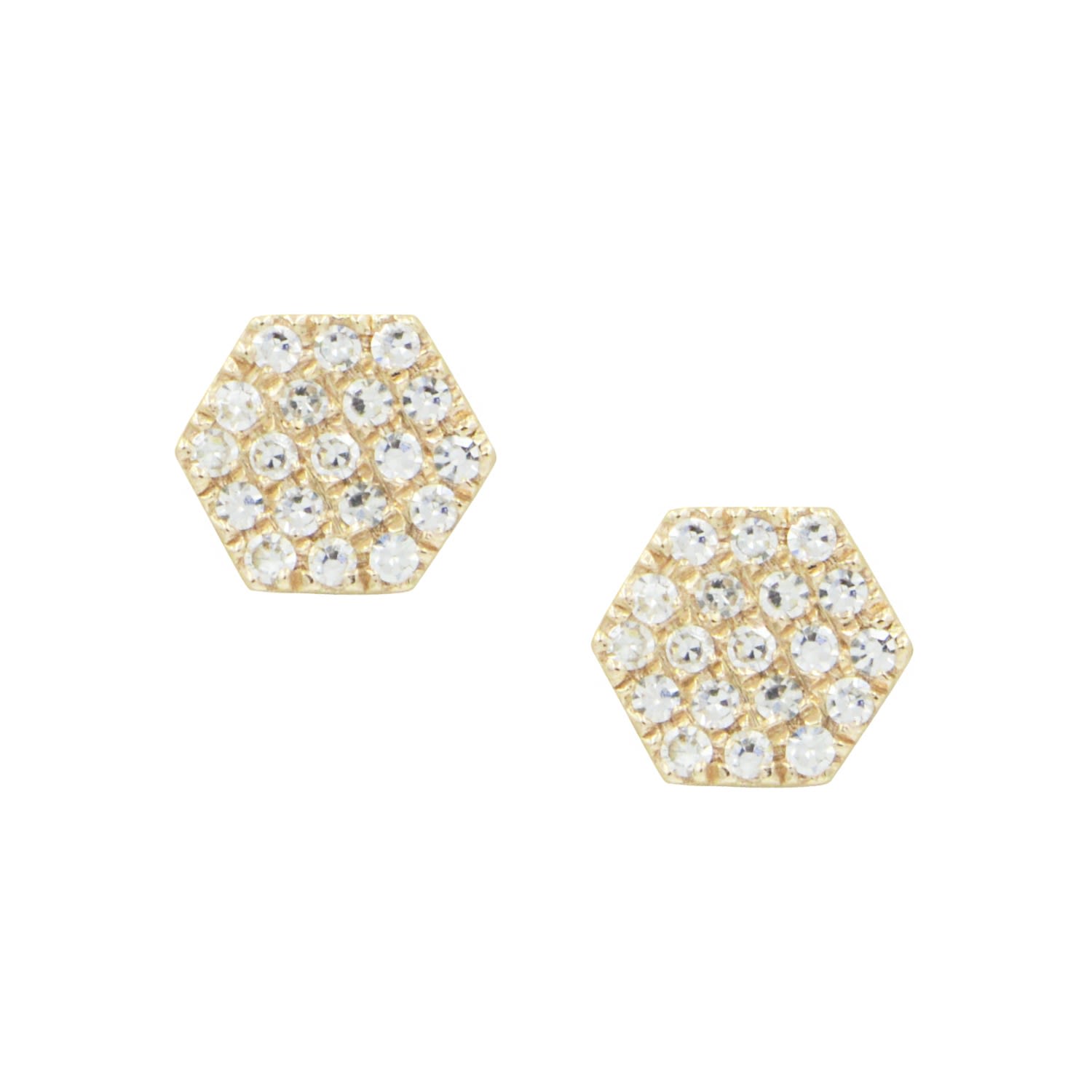 Hex Diamond Studs - Gold