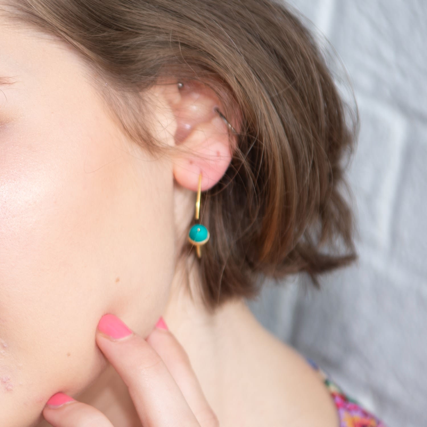 Textured Turquoise Hoops