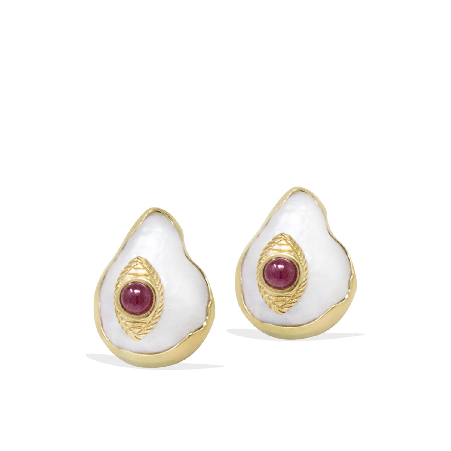 The Eye Gold-Plated Ruby & Pearl Stud Earrings