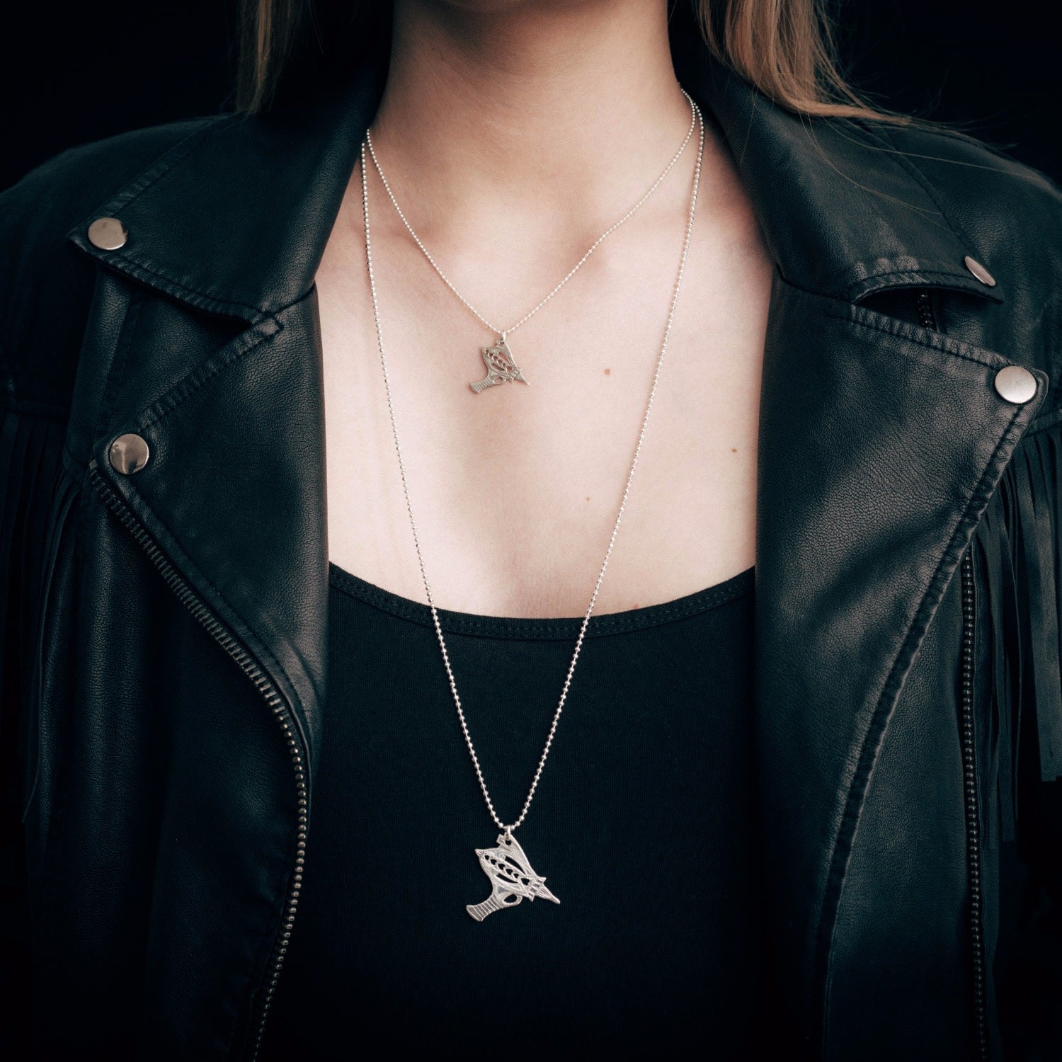 Medium Silver Ray Gun Pendant Necklace