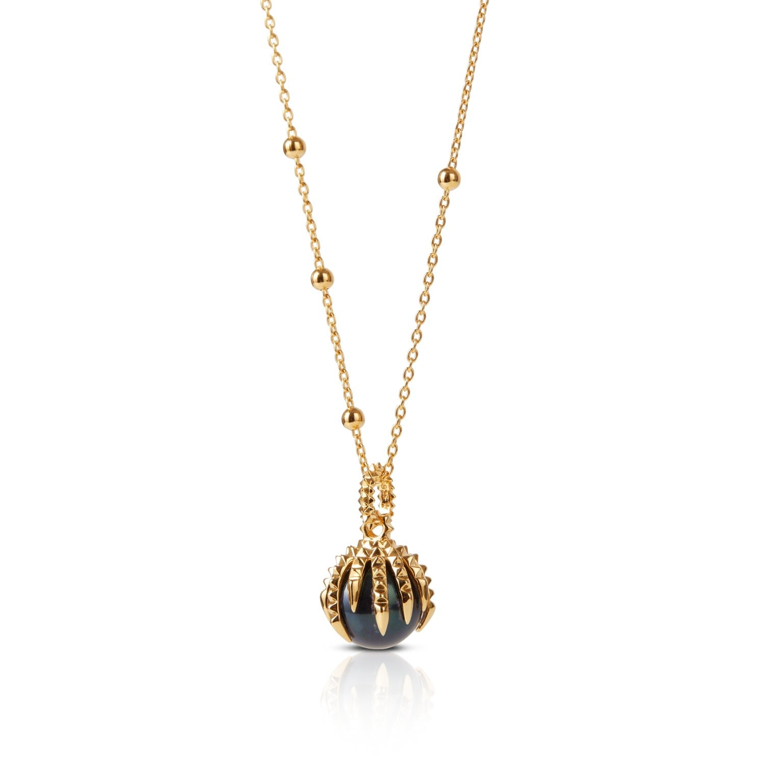 The Pearl & The Dragon – Gold & Peacock Pearl Necklace