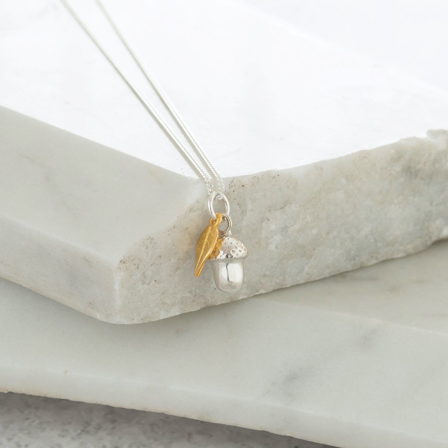 Acorn With Leaf Sterling Silver Necklace