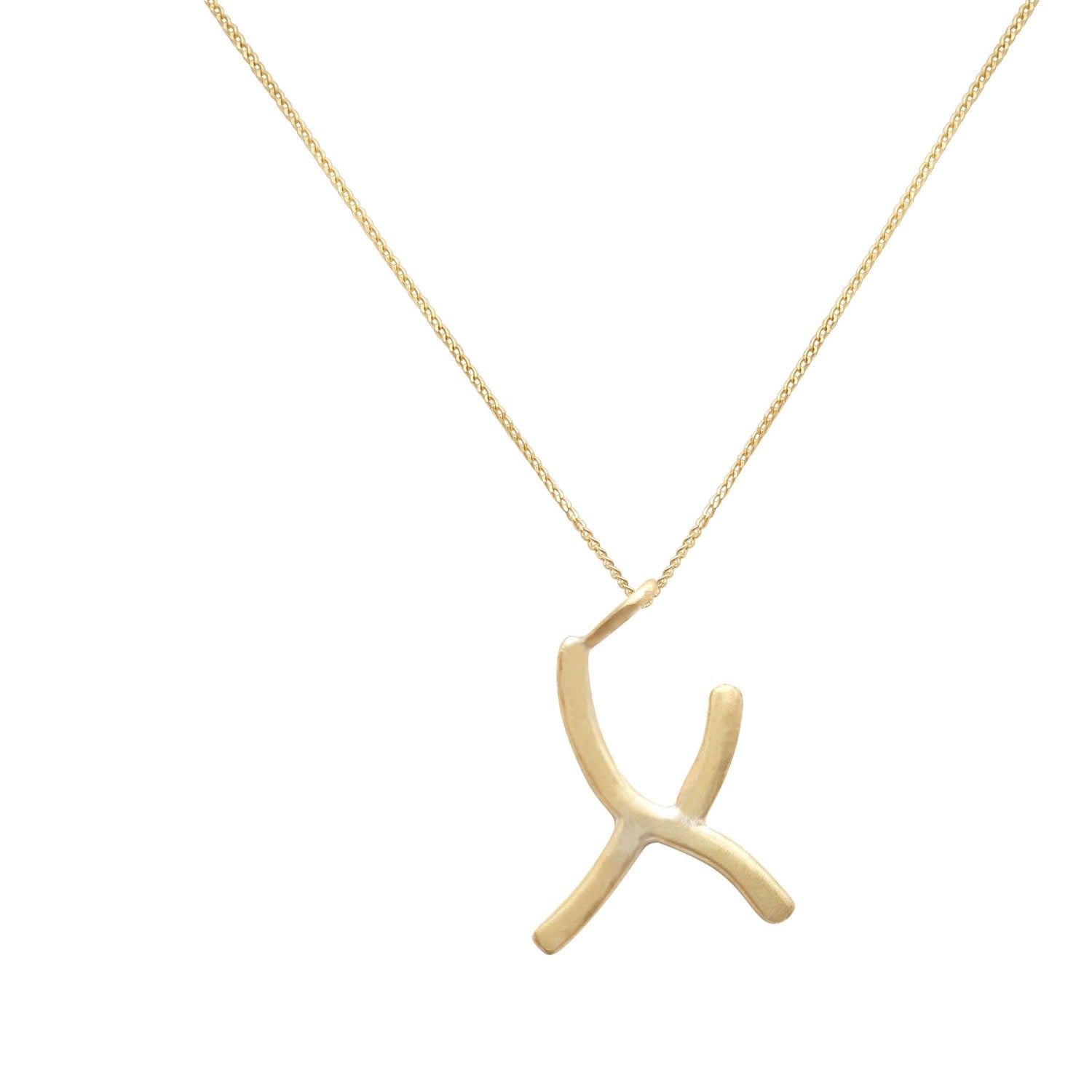 Solid Gold Letter X Pendant Necklace