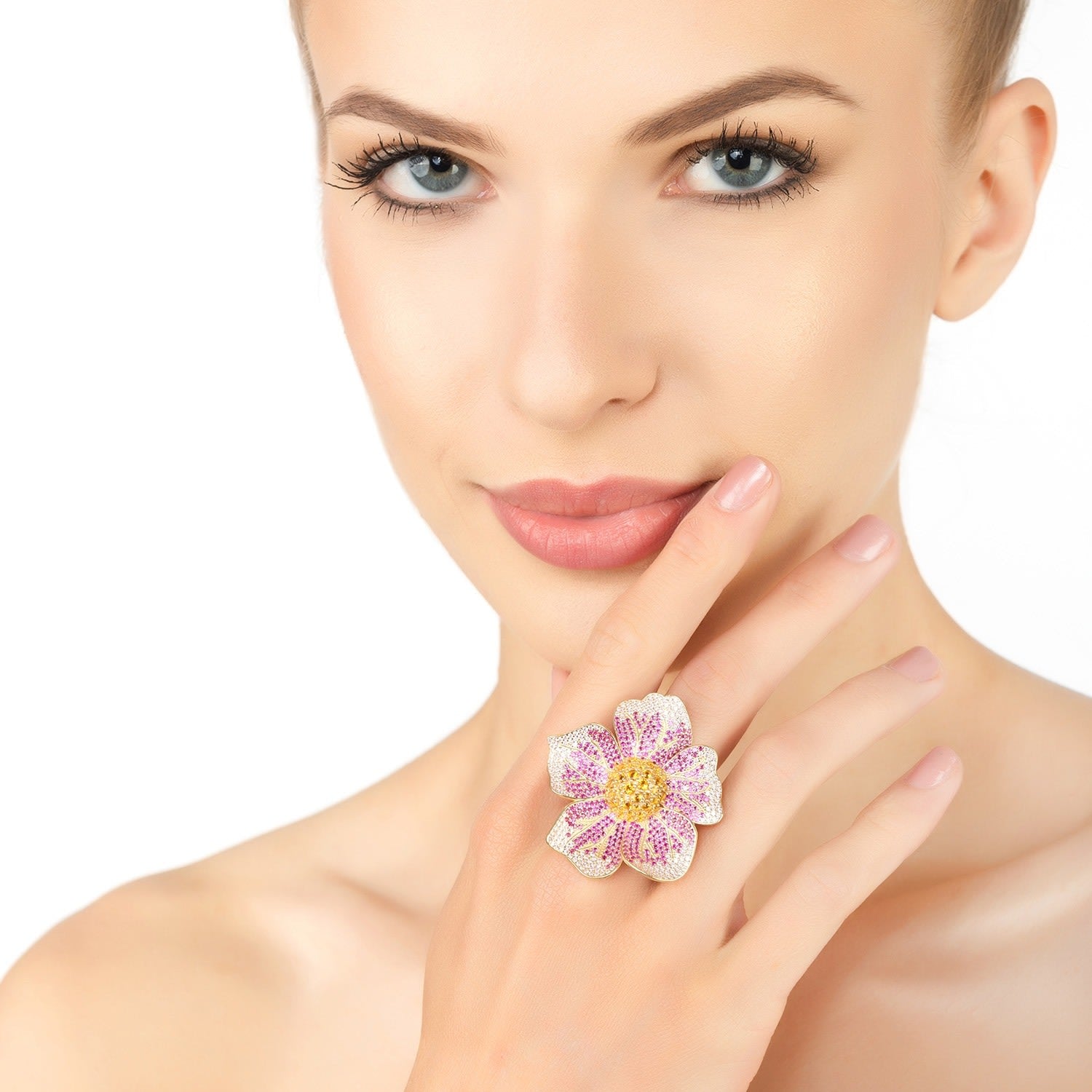 Pansy Pink Ring Gold